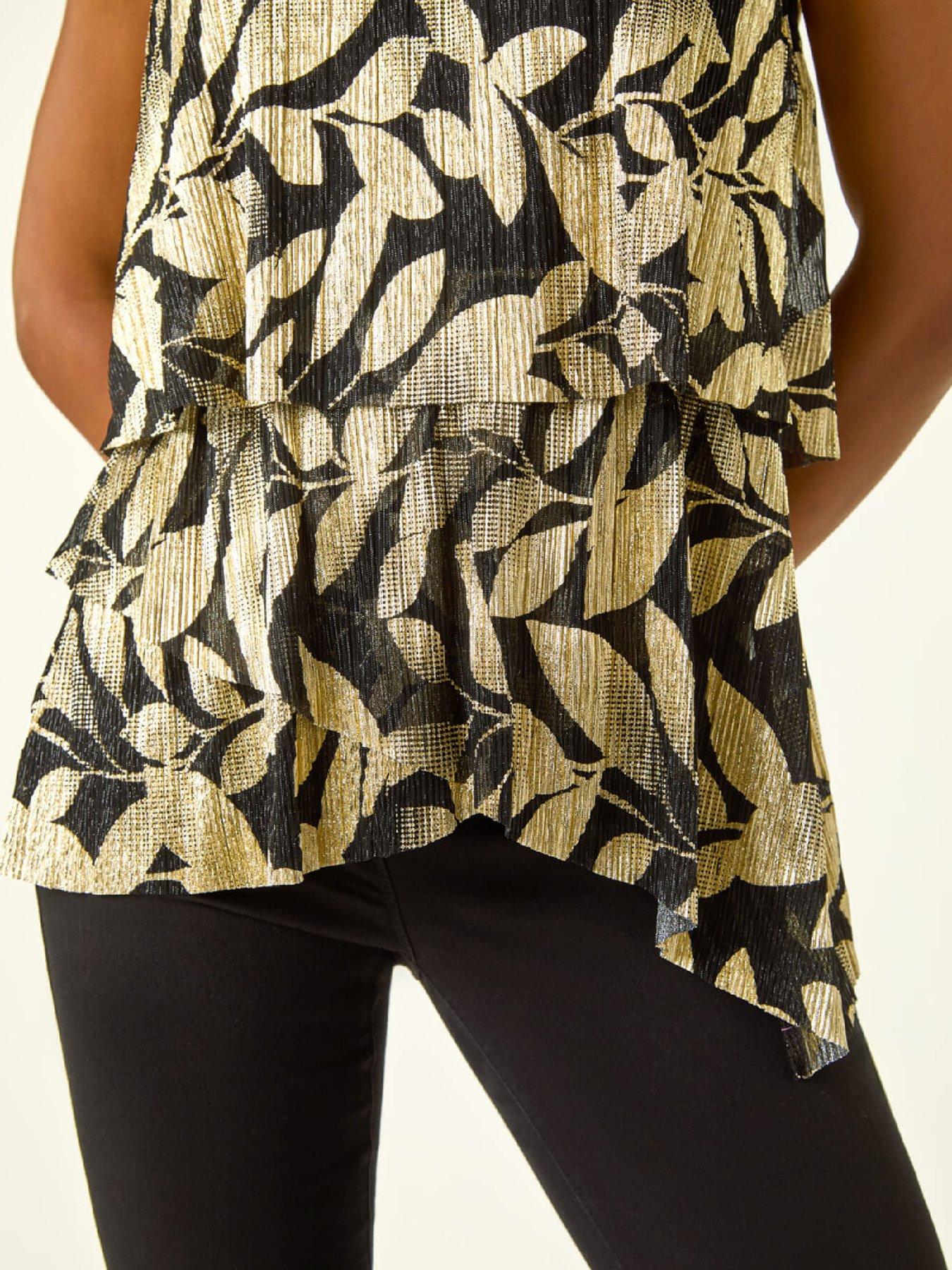  image of roman-plisse-foil-high-neck-top