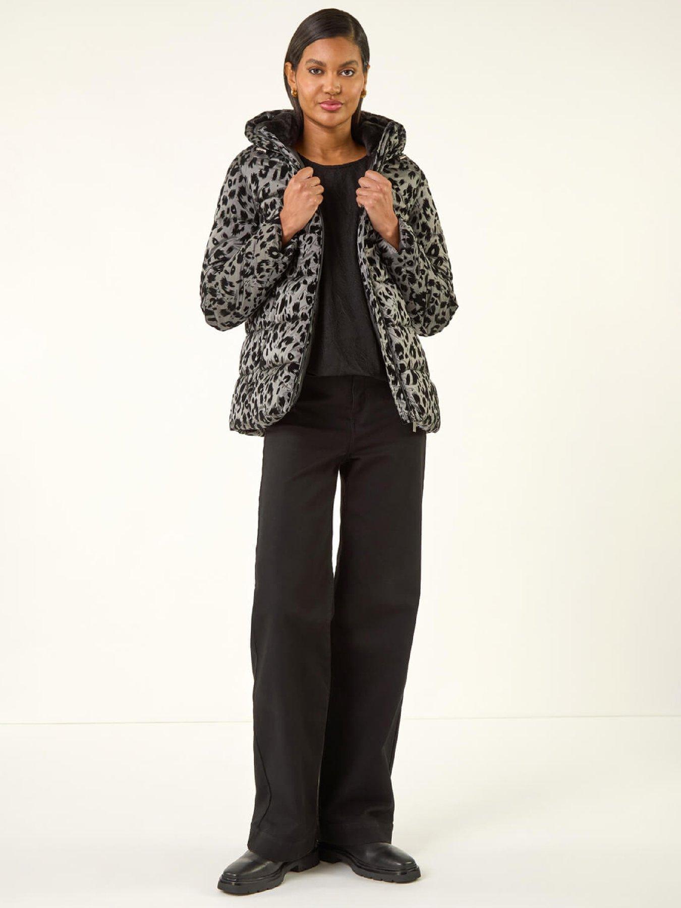  image of roman-animal-print-flocked-hooded-coat