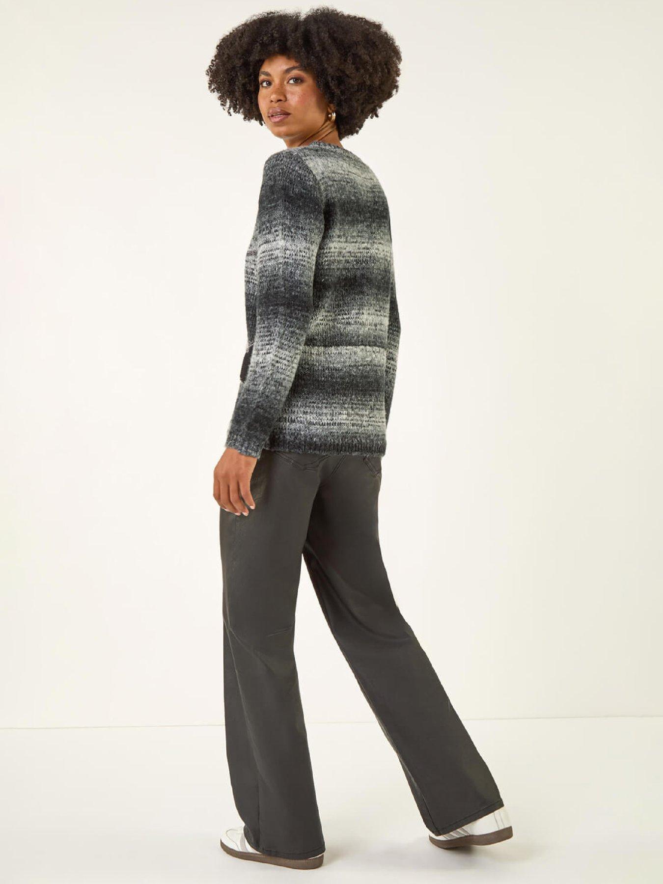 stillFront image of roman-colour-block-knit-jumper-black