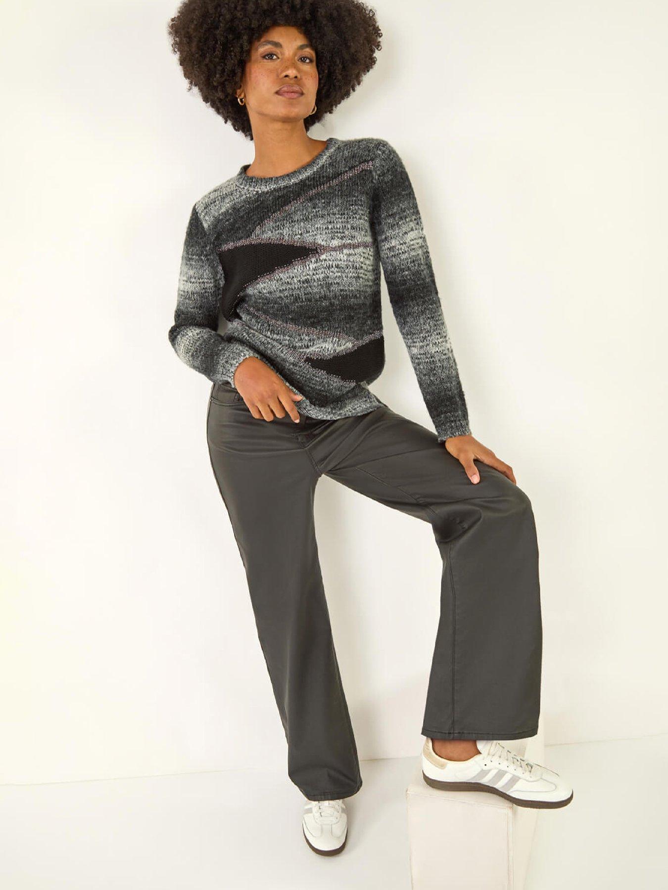  image of roman-colour-block-knit-jumper-black