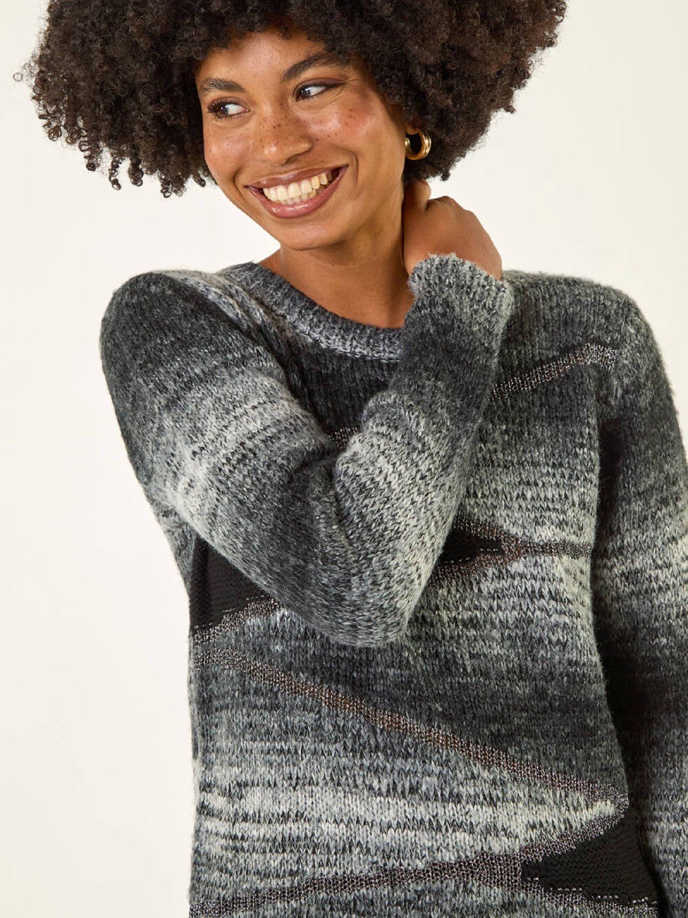  image of roman-colour-block-knit-jumper-black