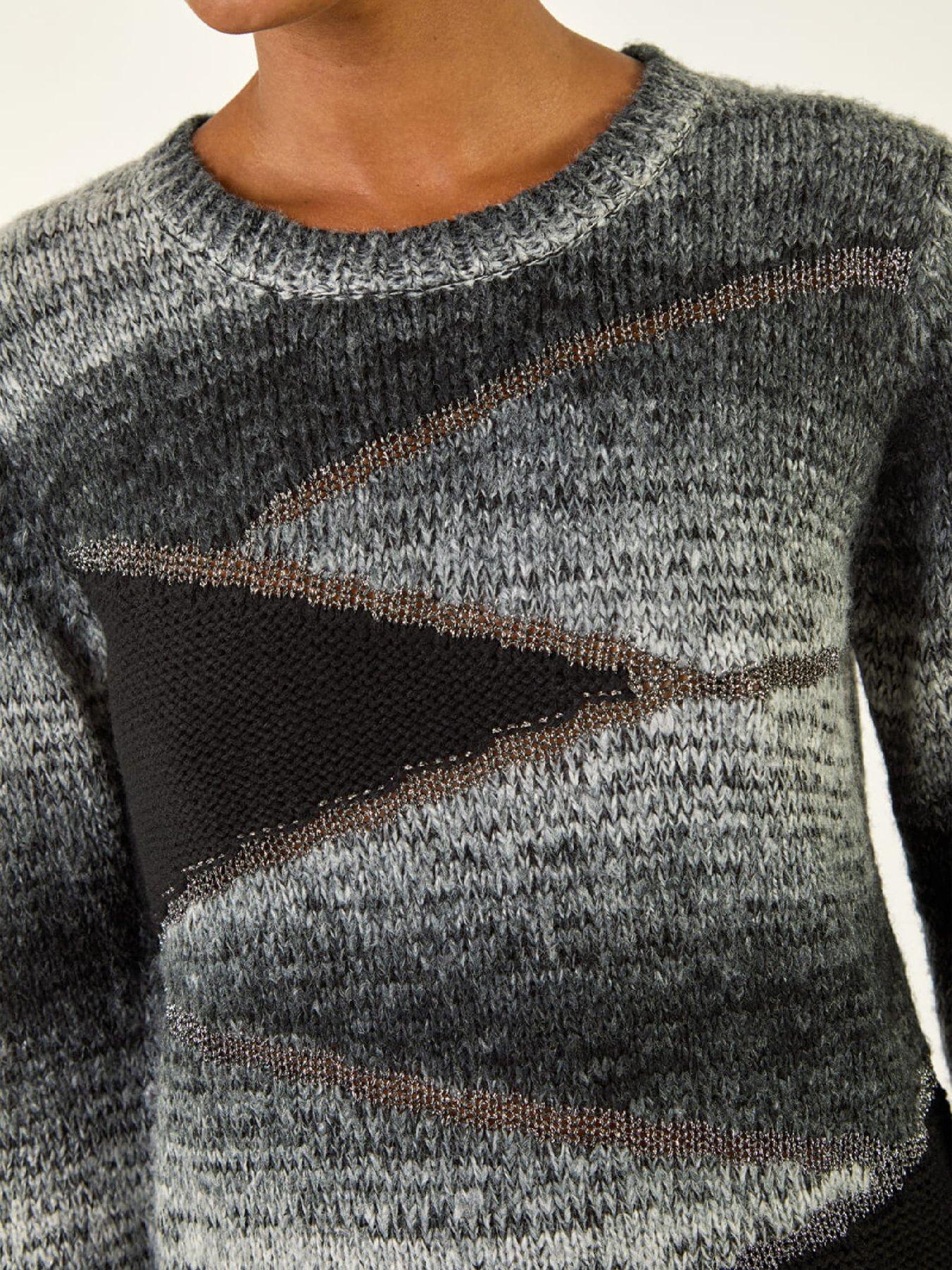  image of roman-colour-block-knit-jumper-black