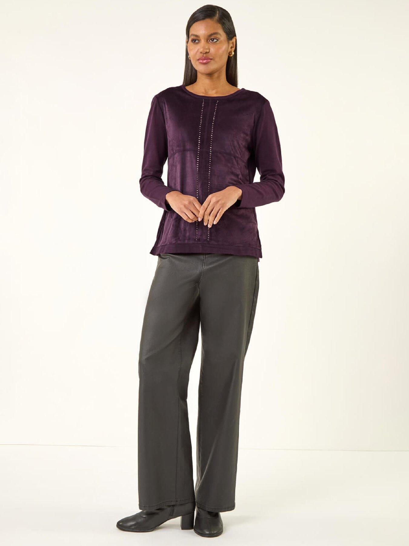 Image 3 of 5 of Roman Hotfix Detail Knit Top - Purple