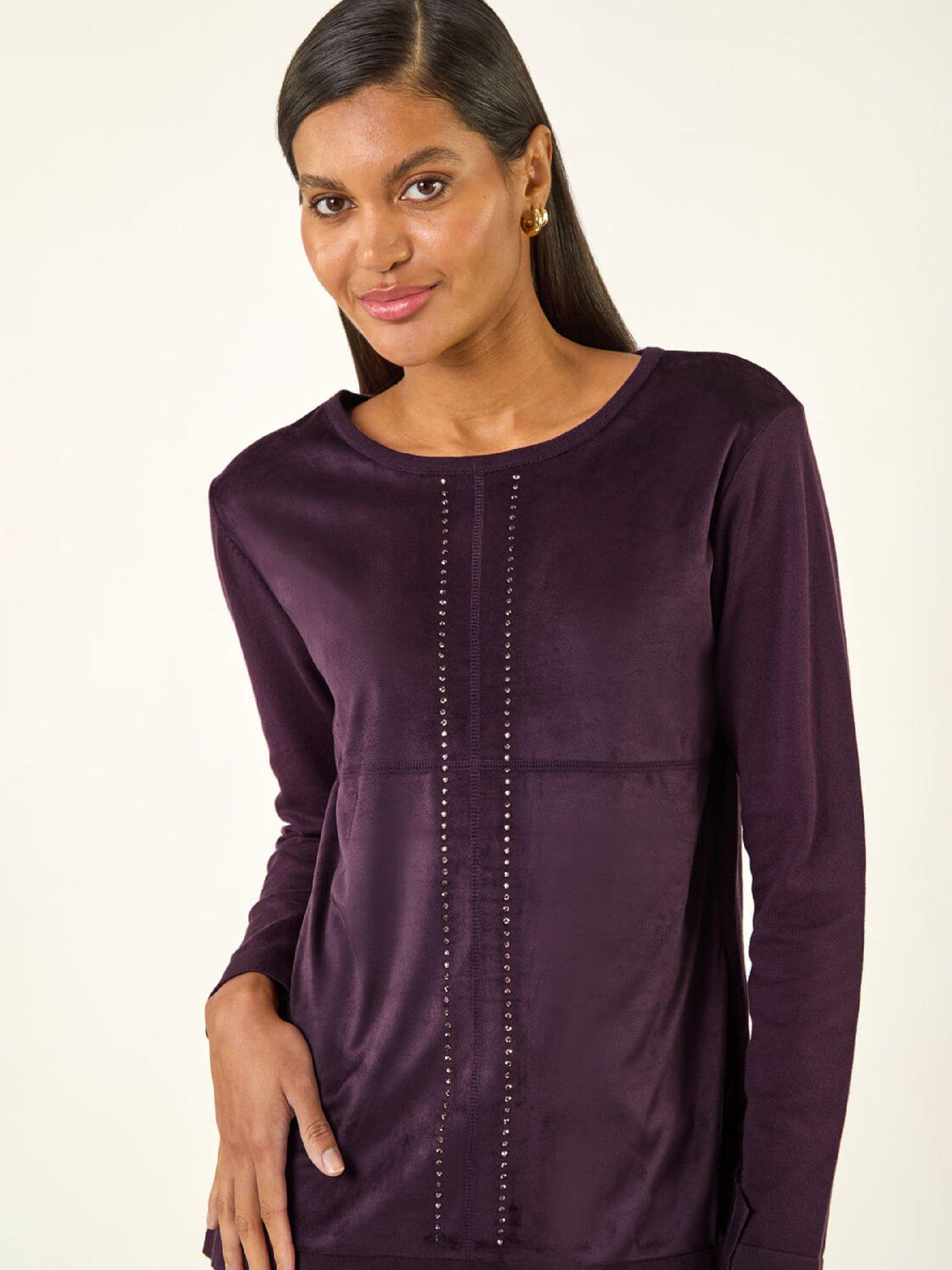 Image 4 of 5 of Roman Hotfix Detail Knit Top - Purple