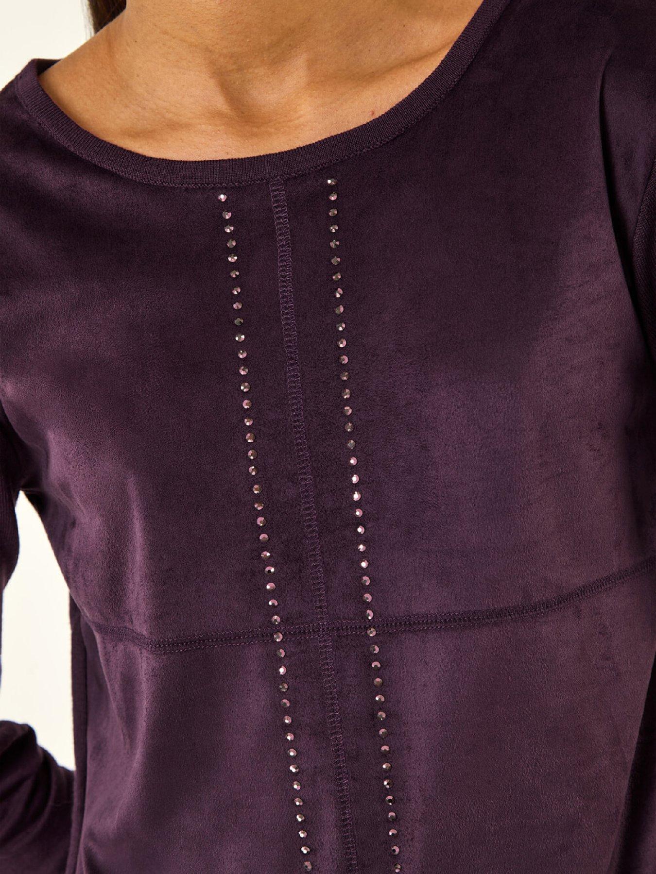 Image 5 of 5 of Roman Hotfix Detail Knit Top - Purple