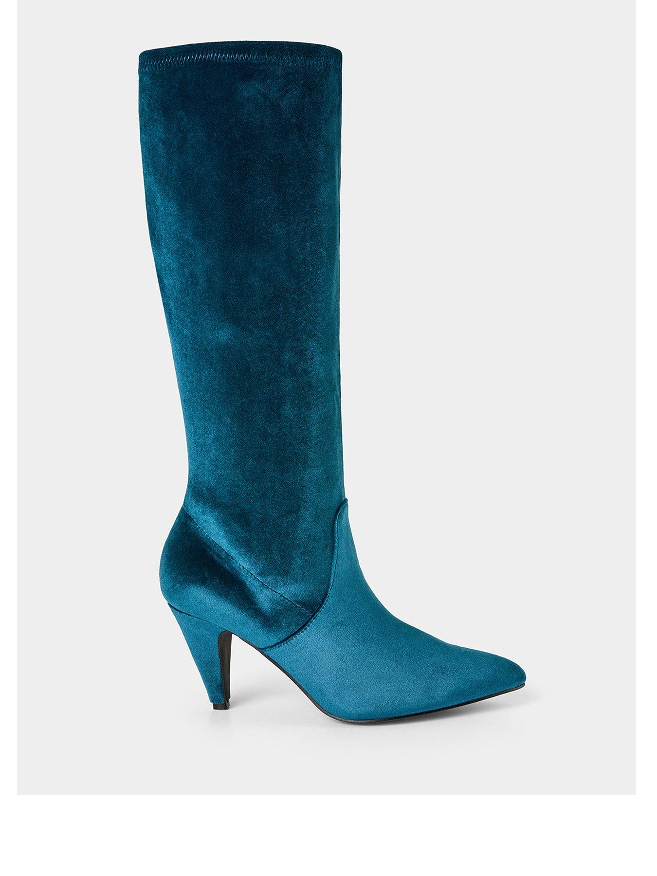  image of joe-browns-divine-slouchy-velvet-boots-teal