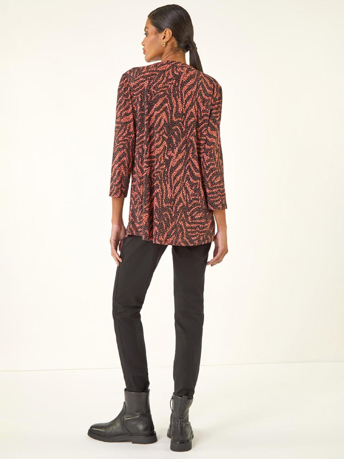  image of roman-animal-print-pintuck-stretch-shirt