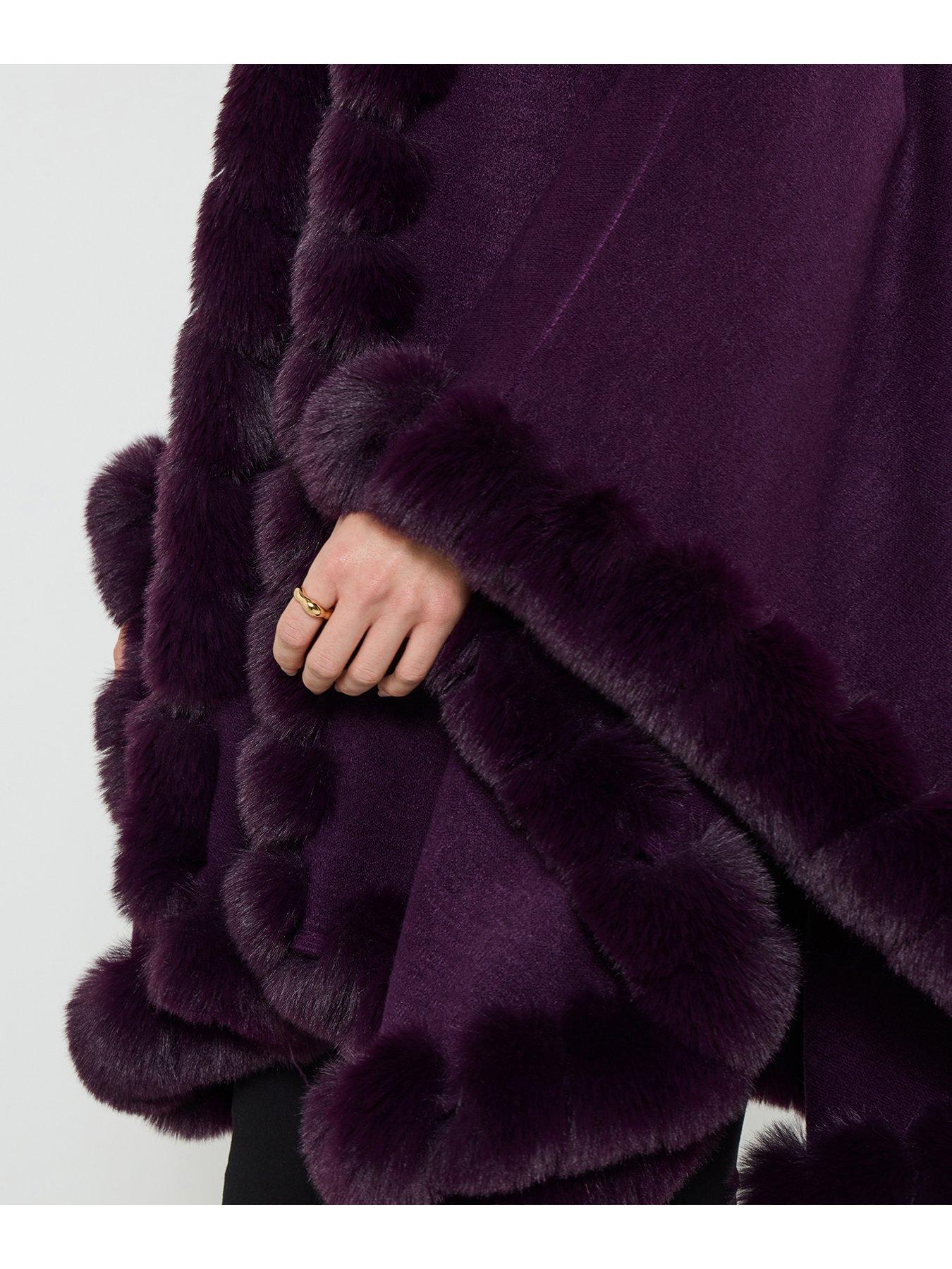  image of joe-browns-winter-oasis-faux-fur-trimmed-wrap-purple