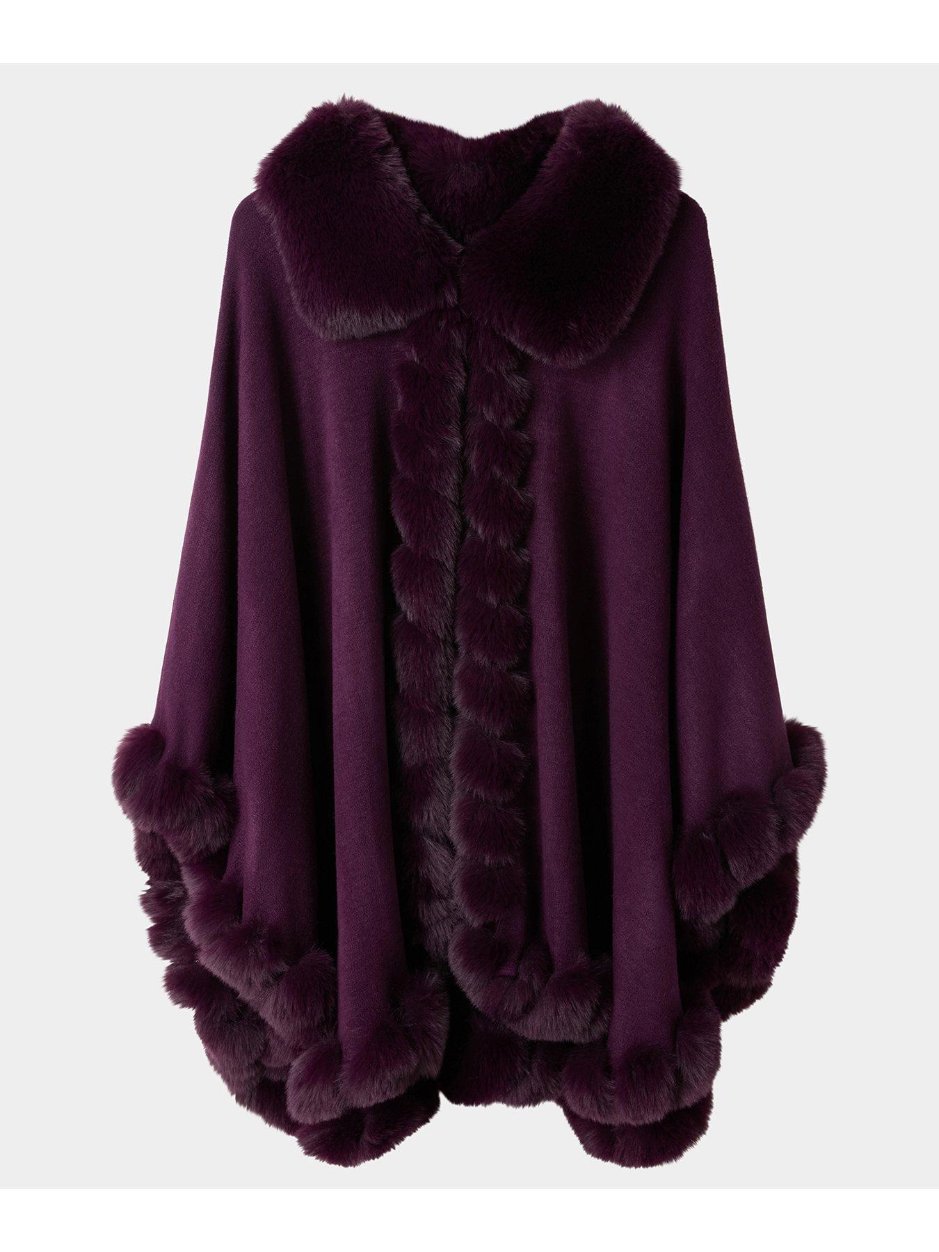  image of joe-browns-winter-oasis-faux-fur-trimmed-wrap-purple
