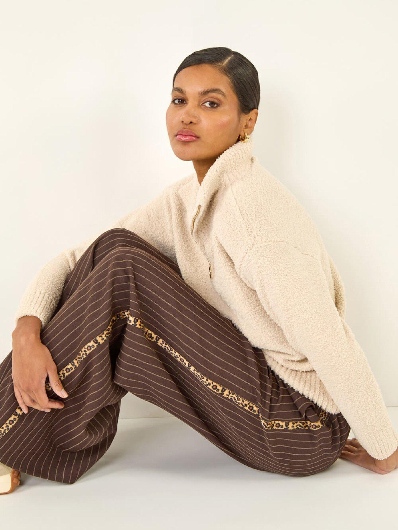  image of roman-fluffy-zip-front-knit-jumper-grey