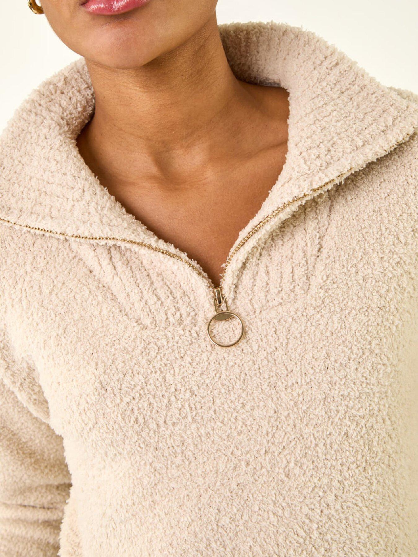 Image 5 of 5 of Roman Fluffy Zip Front Knit Jumper - Grey