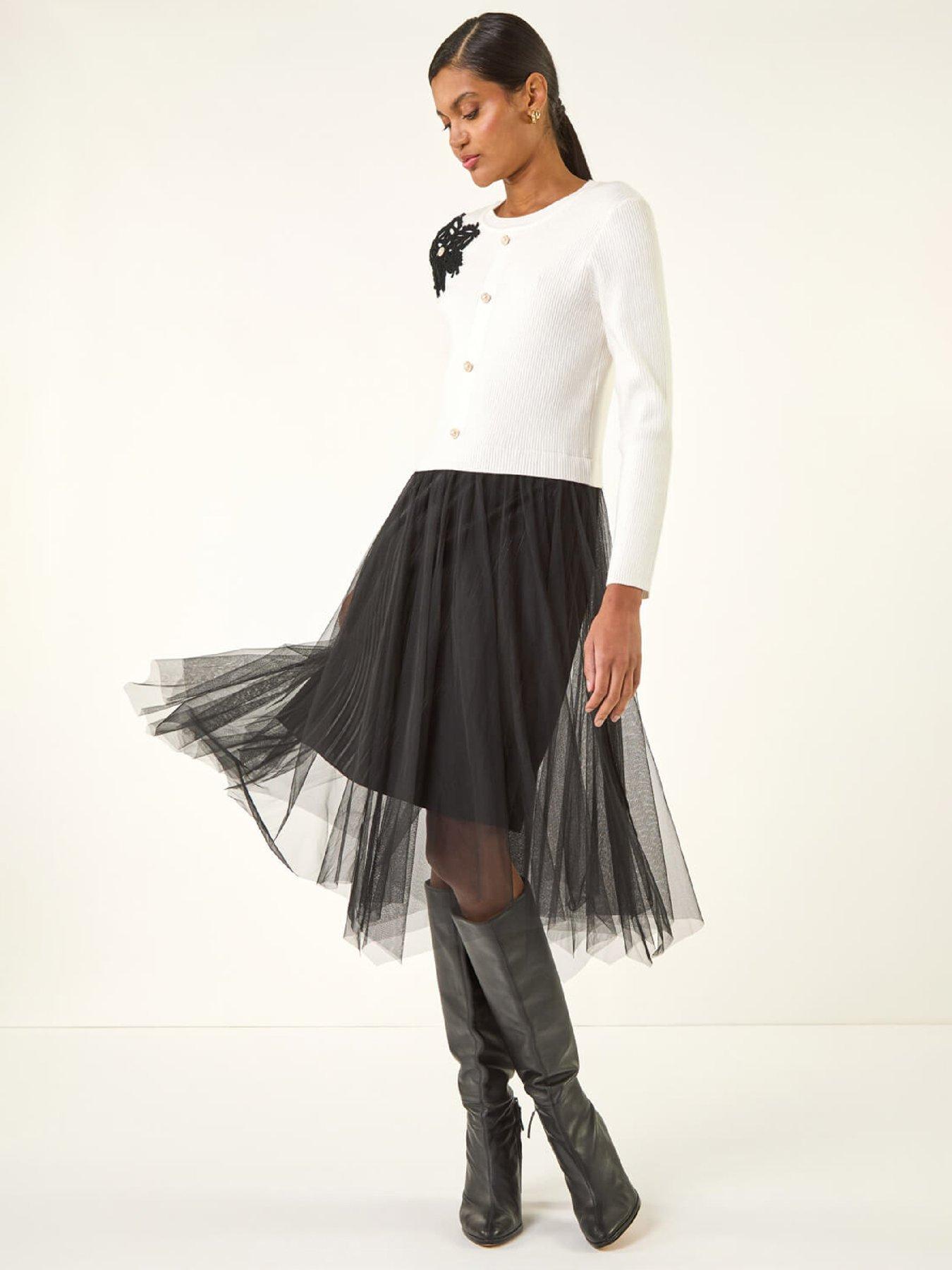  image of roman-buttoned-mesh-knit-midi-dress-white