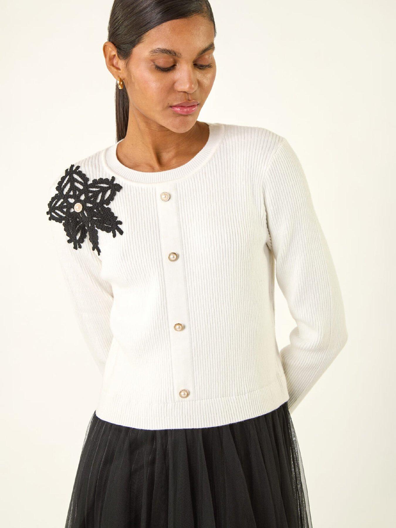  image of roman-buttoned-mesh-knit-midi-dress-white