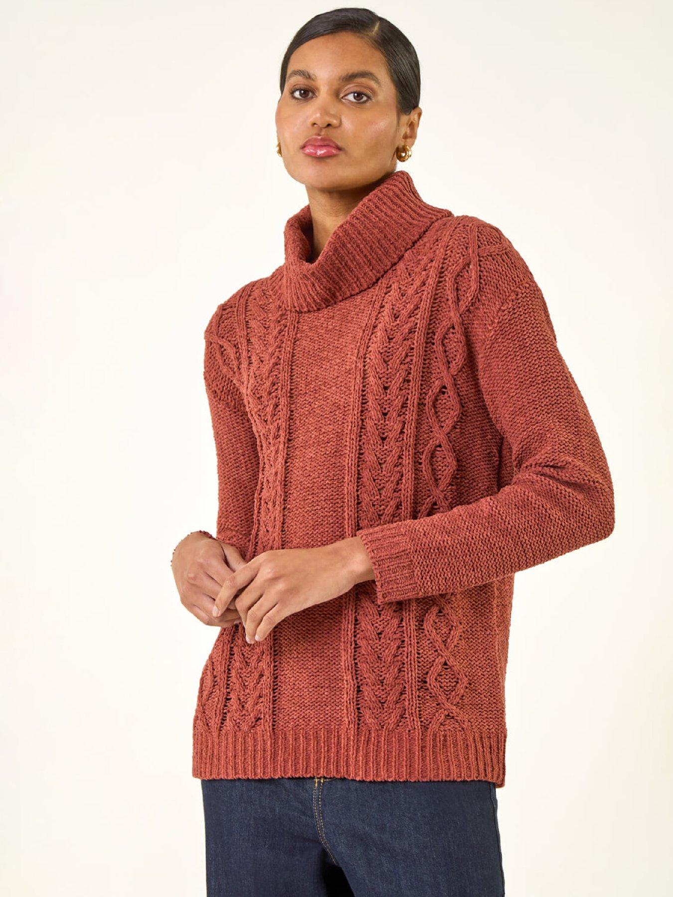  image of roman-chenille-roll-neck-knit-jumper-orange