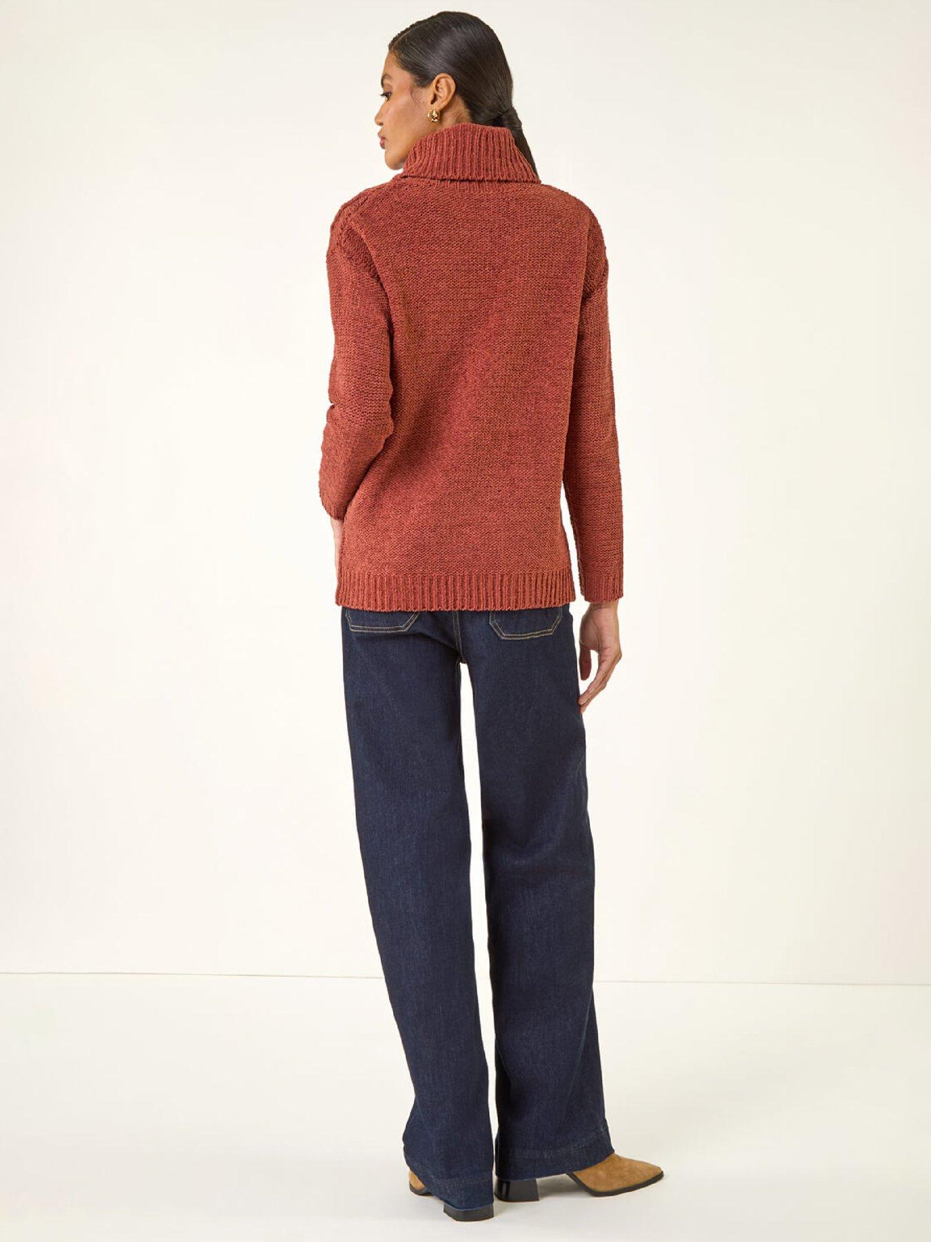  image of roman-chenille-roll-neck-knit-jumper-orange
