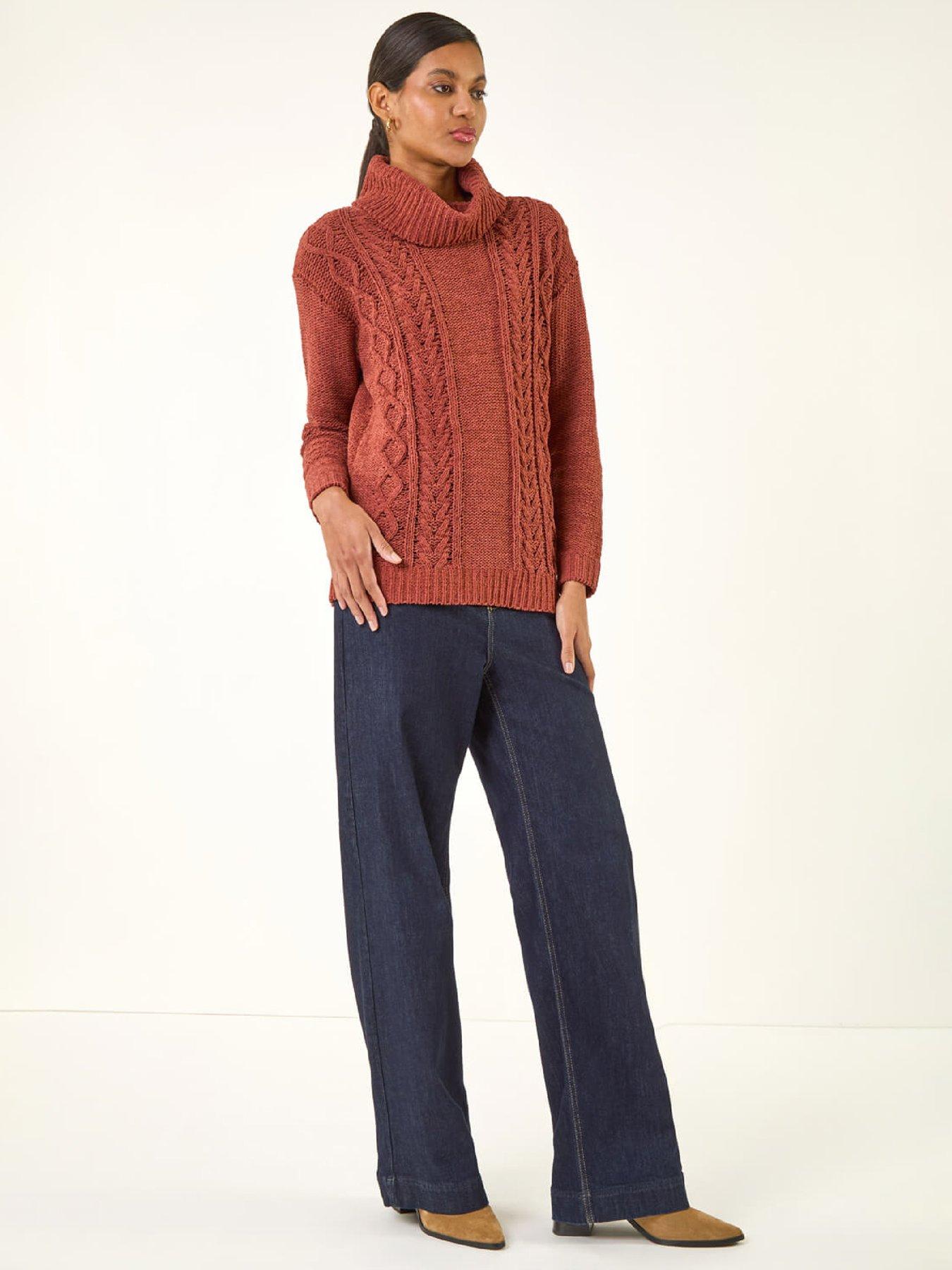 image of roman-chenille-roll-neck-knit-jumper-orange