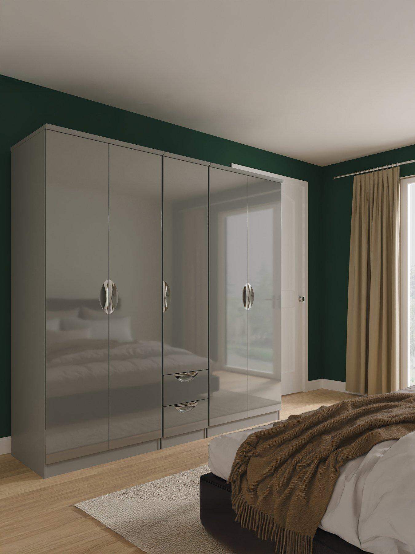 SWIFT Alva 5 Door 2 Drawer Mirror Wardrobe - Ready Assembled