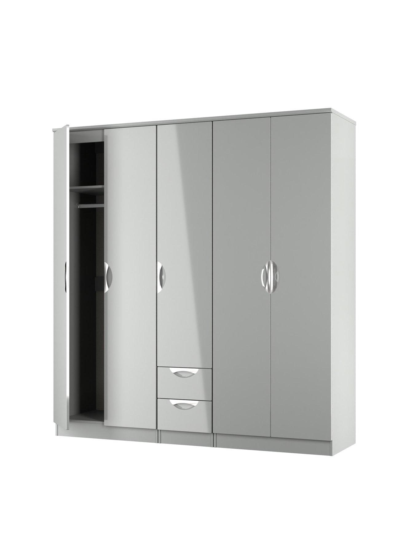  image of swift-alva-5-door-2-drawer-mirror-wardrobe-ready-assembled
