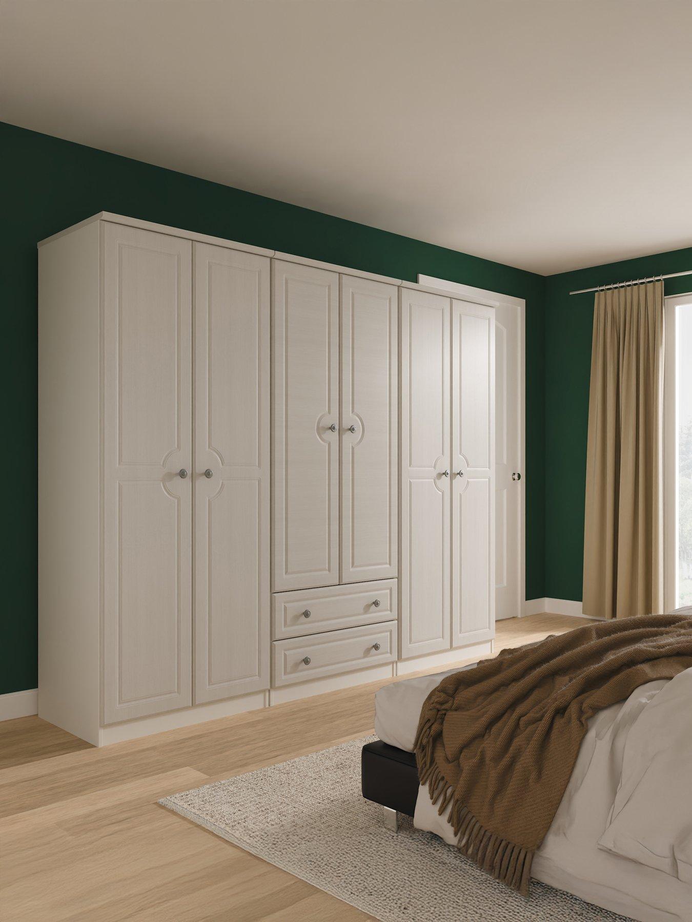 SWIFT Cambridge 6 Door 2 Drawer Double Mirror Wardrobe - Ready Assembled