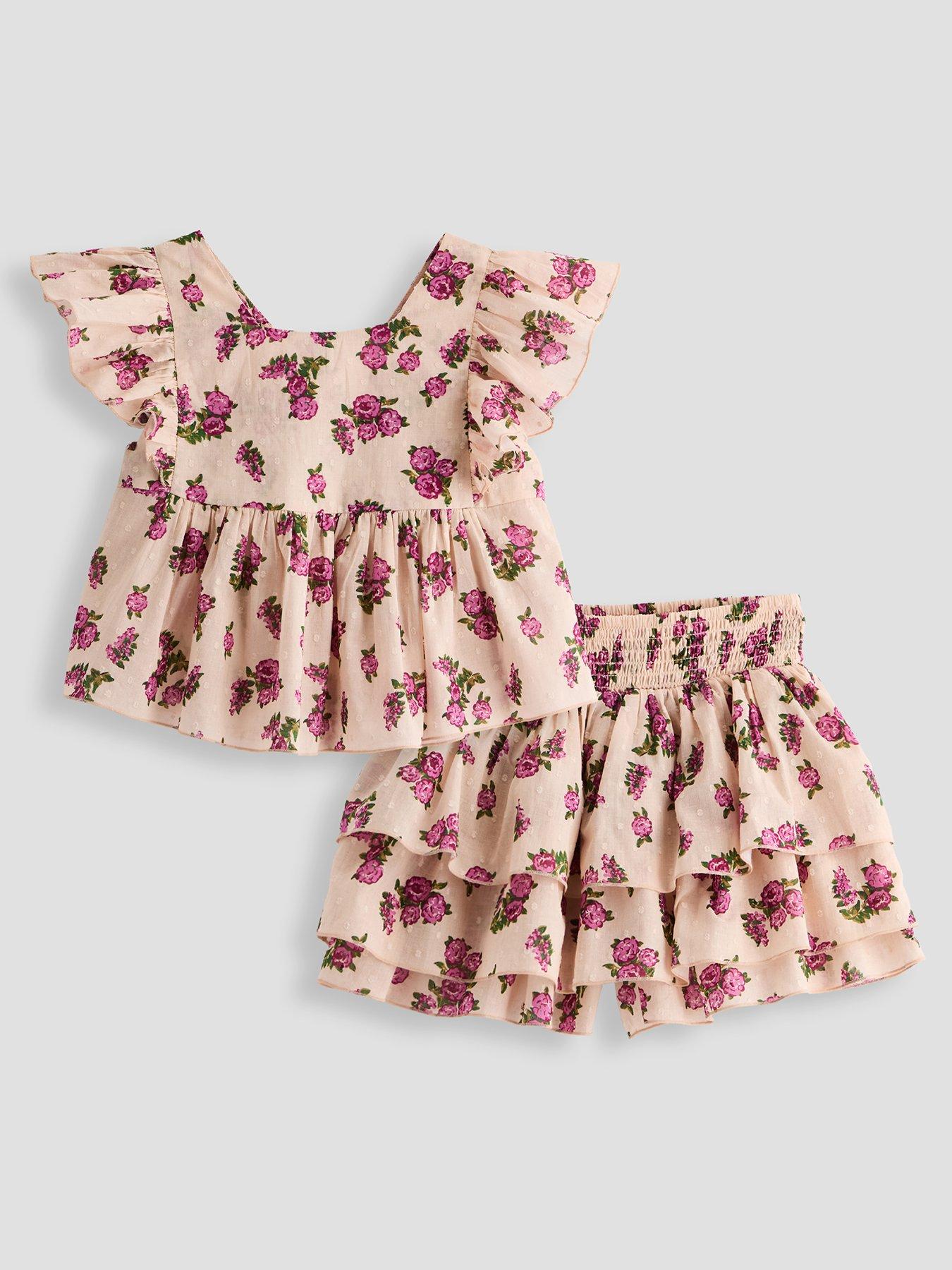 The Very Collection Girls Outfit with Tiered Skirt  &  Peplum Hem Top - Multi