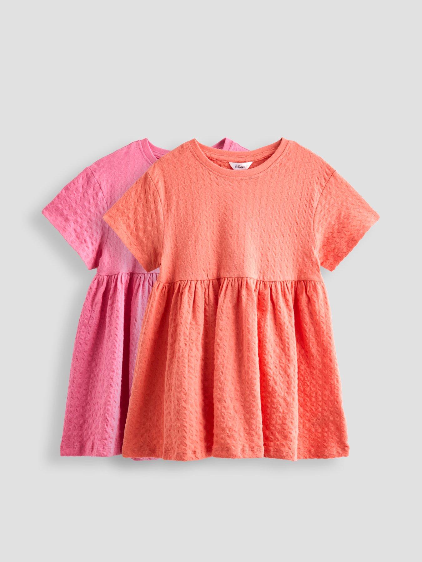 The Very Collection Girls Short Sleeve 2 Pack Textured Jersey Dress - Multi