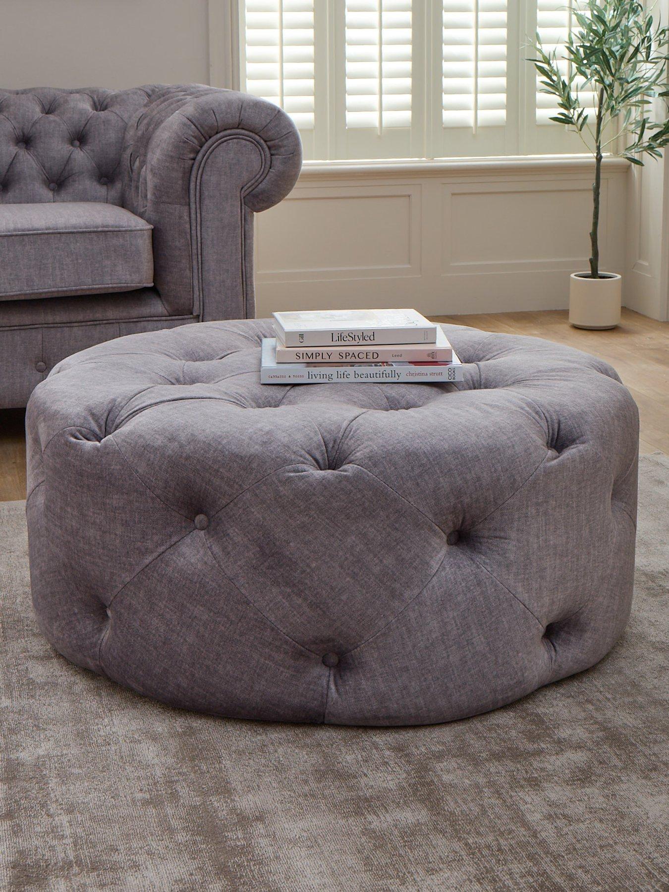 Image 1 of 5 of The Very Collection Laura Round Footstool - Grey