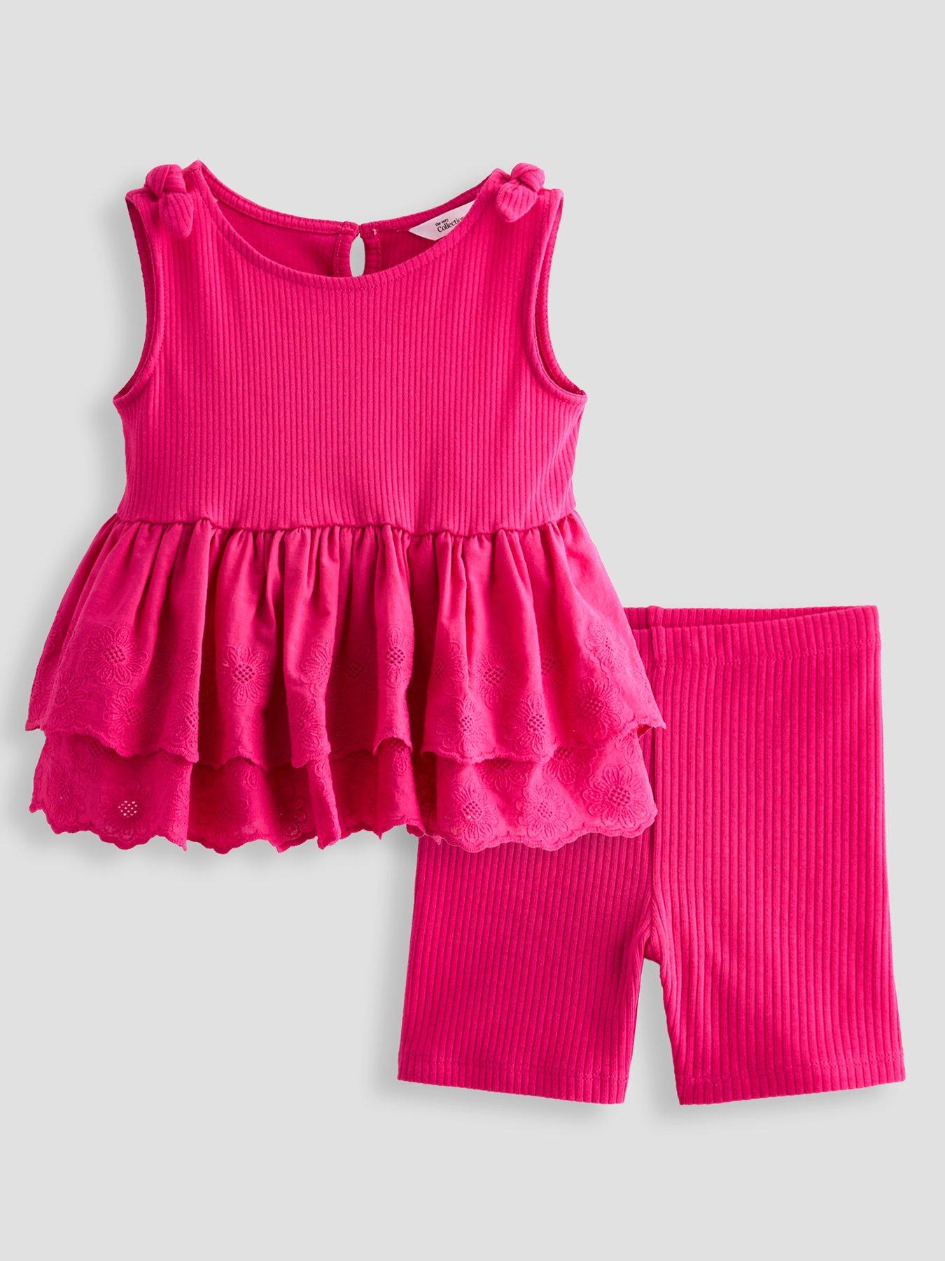 The Very Collection GIRLS RIB BRODERIE FRILL SET