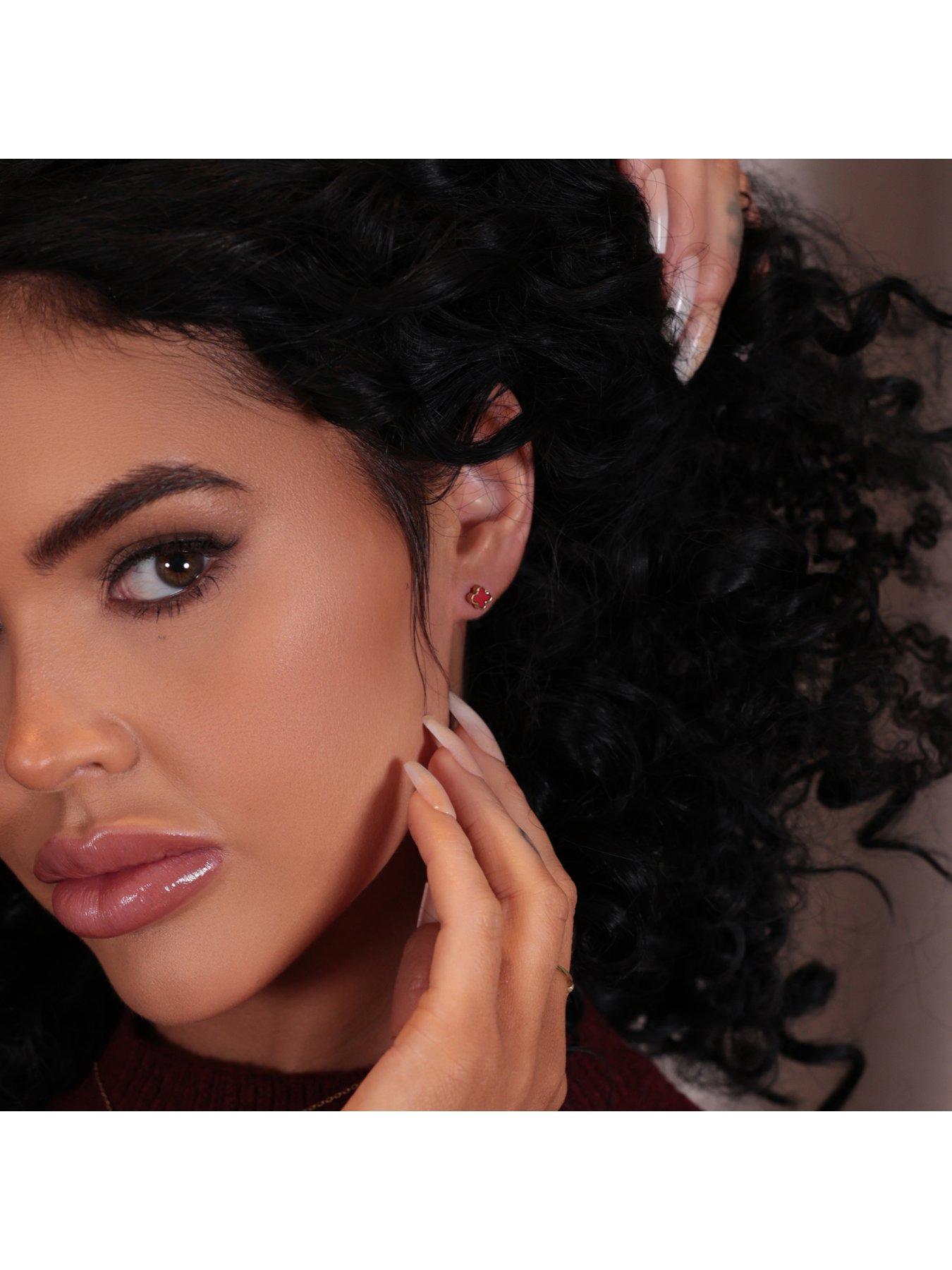  image of say-it-with-cherry-red-crystal-clover-earrings-yellow-gold