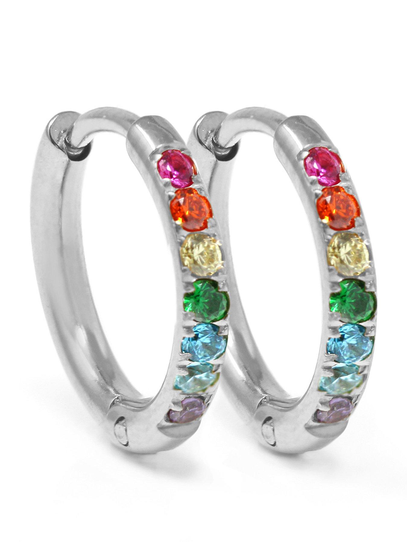 Say It With Rainbow Hug Earrings - Silver