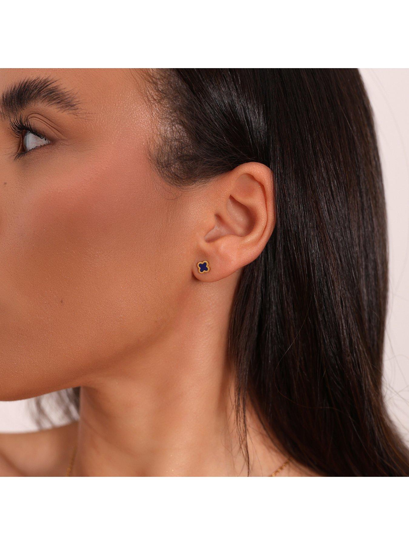  image of say-it-with-blue-clover-earrings-yellow-gold