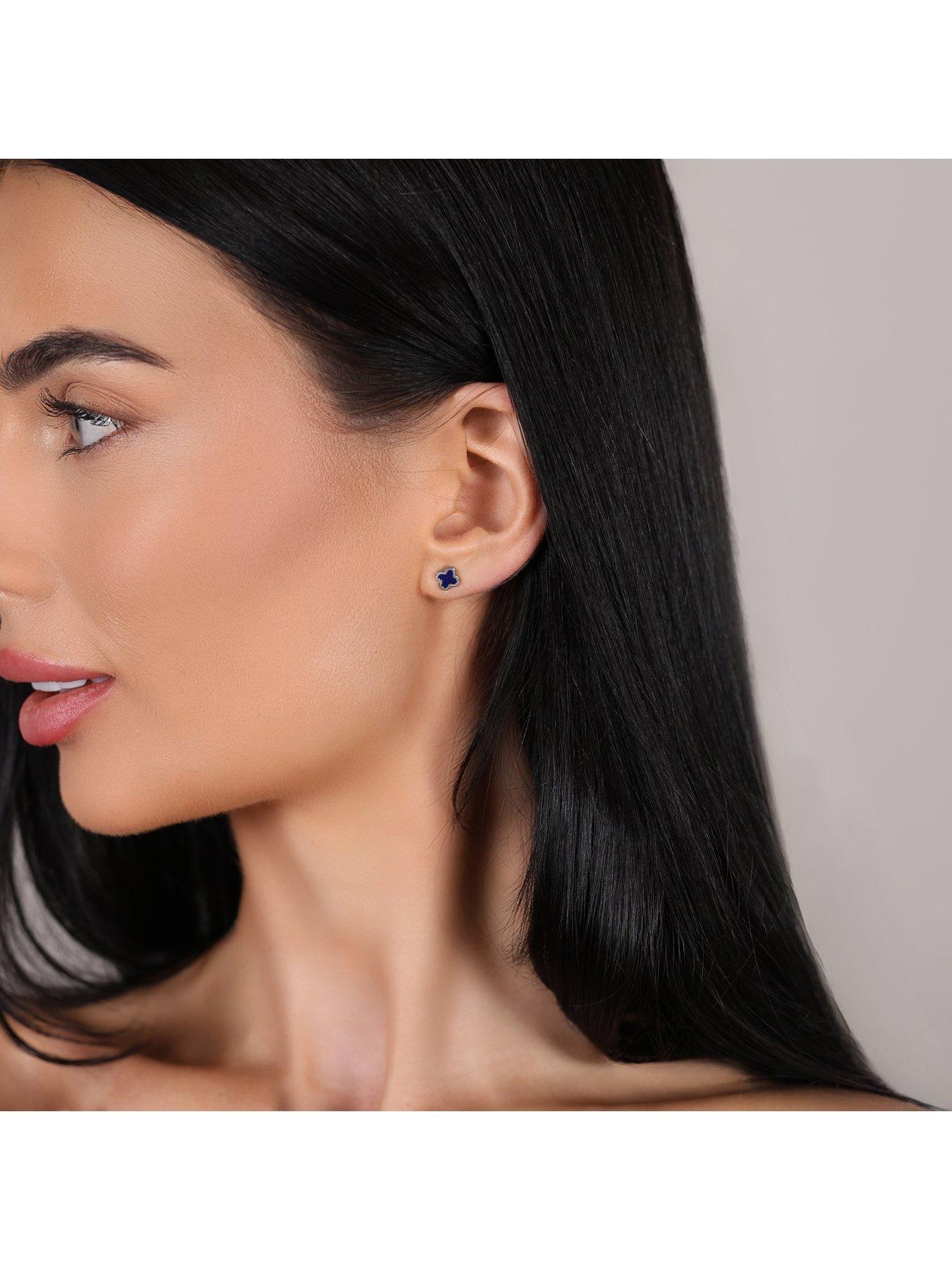  image of say-it-with-blue-clover-earrings-silver