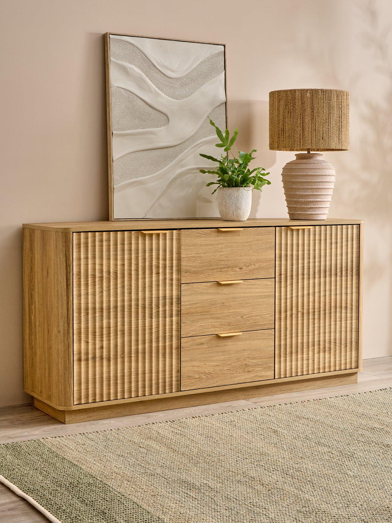  image of michelle-keegan-home-sculpt-2-door-3-drawer-sideboard-oak