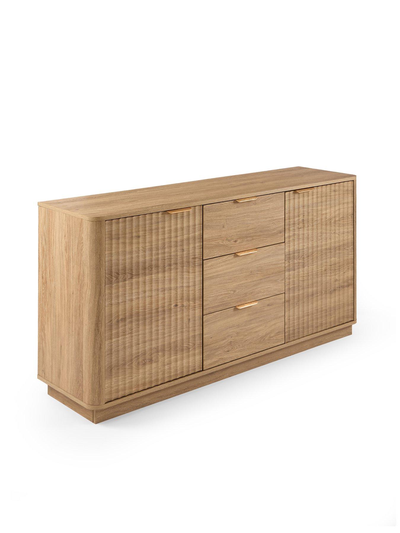 image of michelle-keegan-home-sculpt-2-door-3-drawer-sideboard-oak