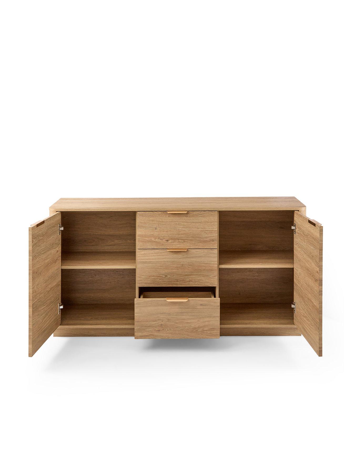  image of michelle-keegan-home-sculpt-2-door-3-drawer-sideboard-oak