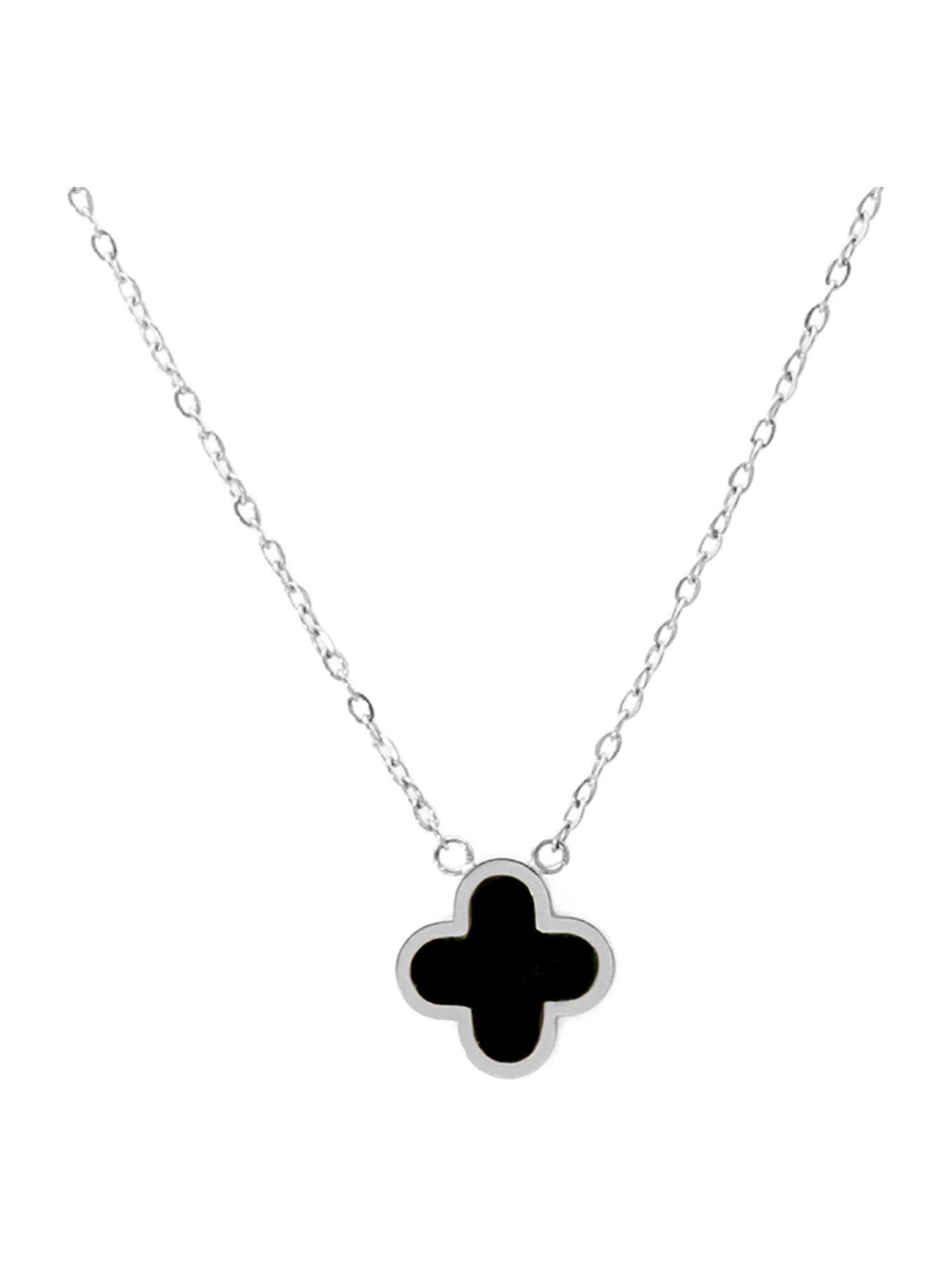 say-it-with-graphite-crystal-clover-necklace-silver