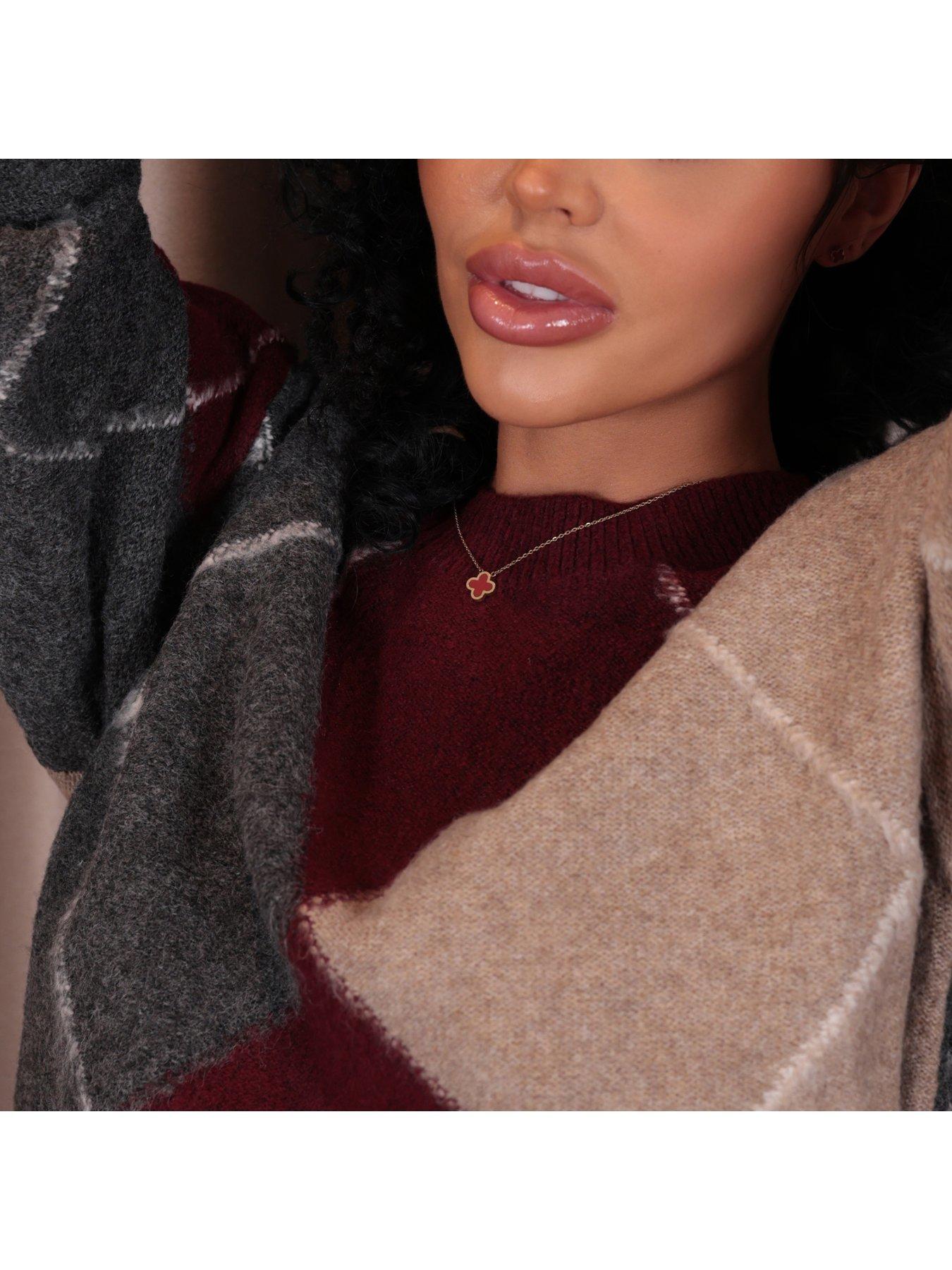  image of say-it-with-cherry-red-crystal-clover-necklace-yellow-gold