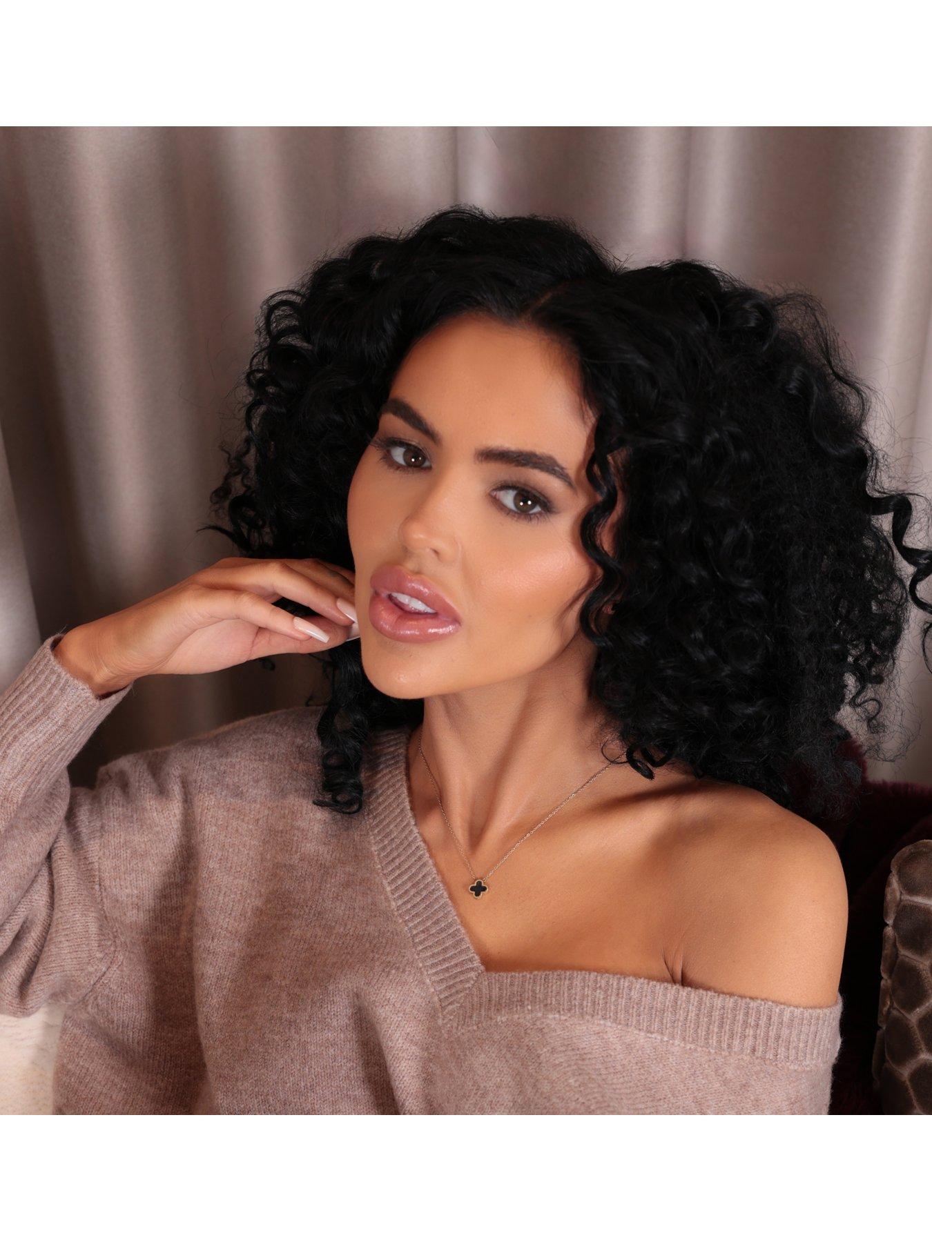  image of say-it-with-graphite-crystal-clover-necklace-yellow-gold