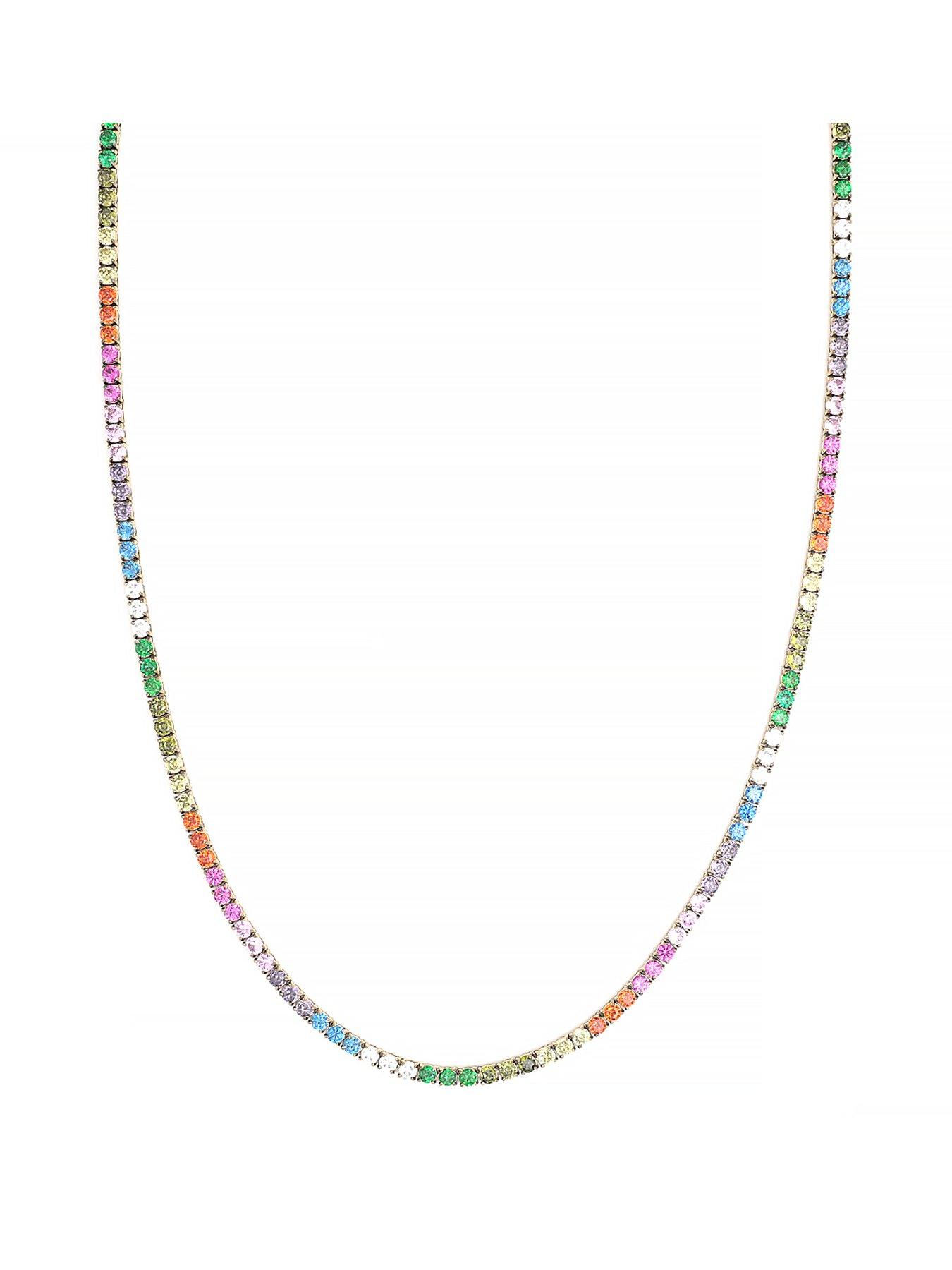  image of say-it-with-rainbow-tennis-necklace-yellow-gold