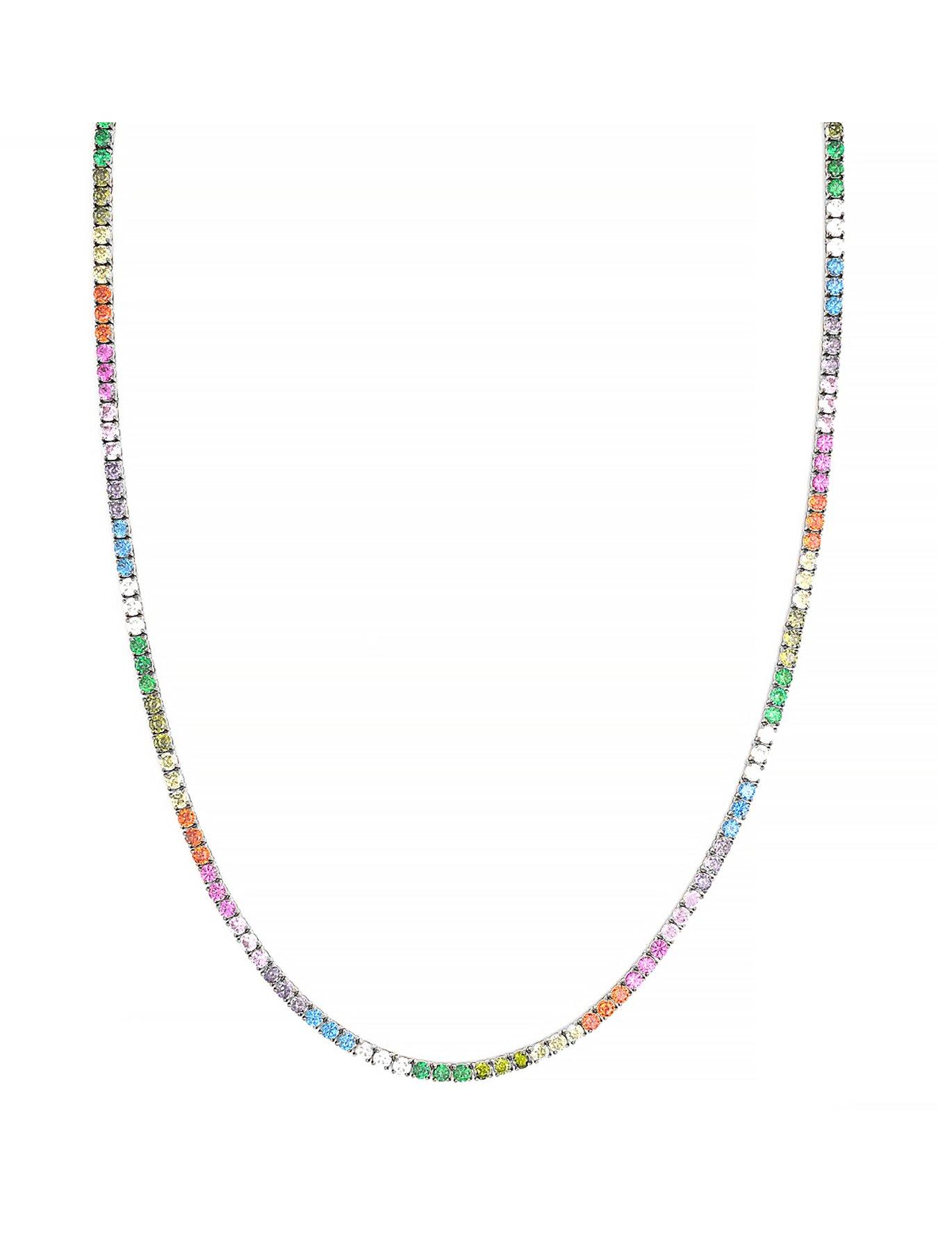 Say It With Rainbow Tennis Necklace - Silver