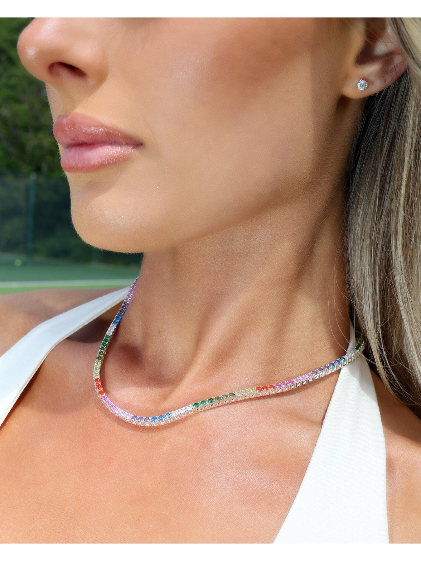  image of say-it-with-rainbow-tennis-necklace-silver