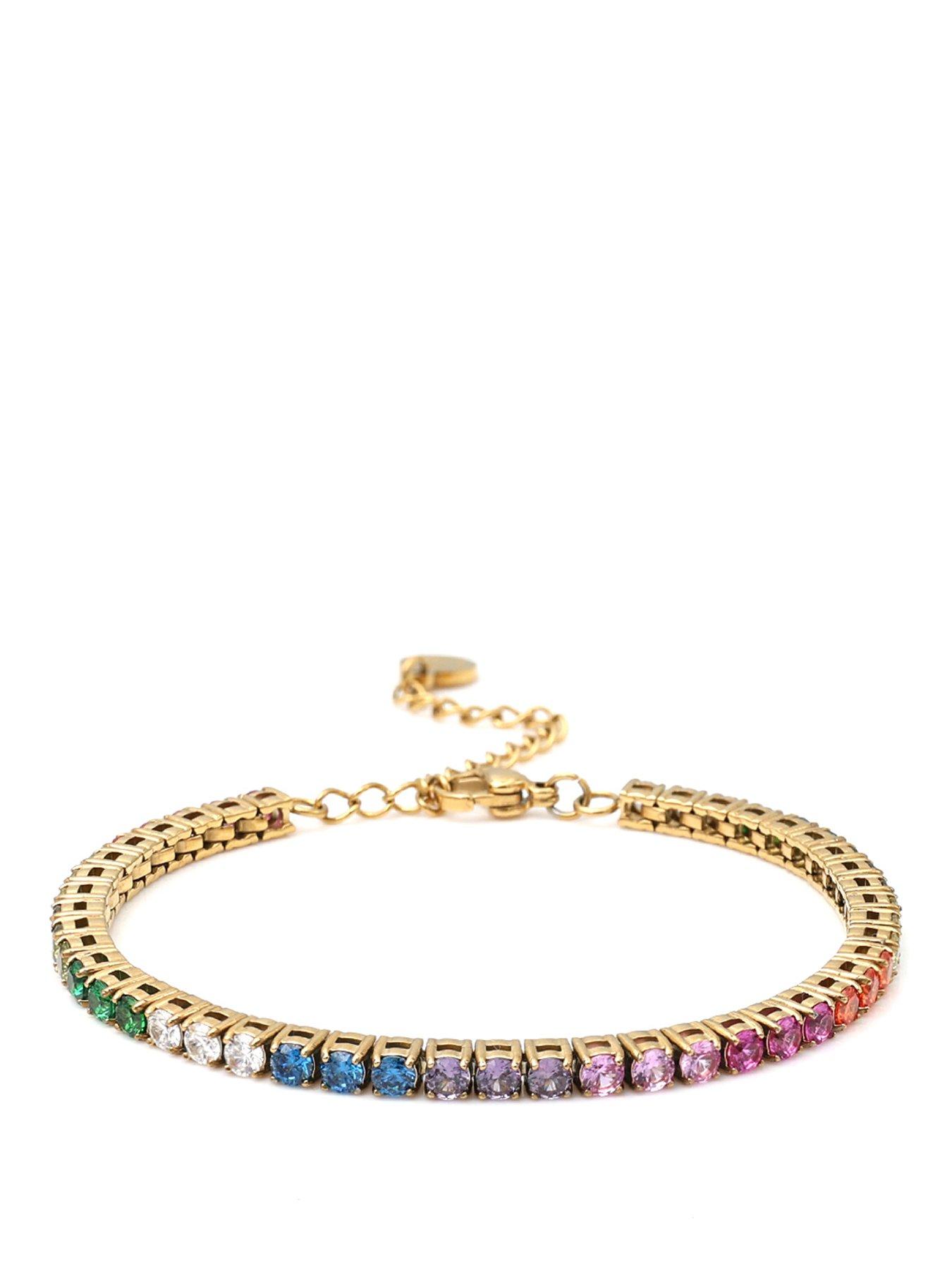  image of say-it-with-rainbow-tennis-bracelet--yellow-gold