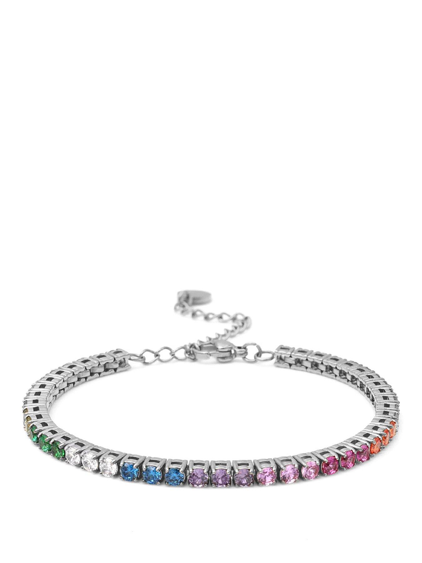 Say It With Rainbow Tennis Bracelet- Silver