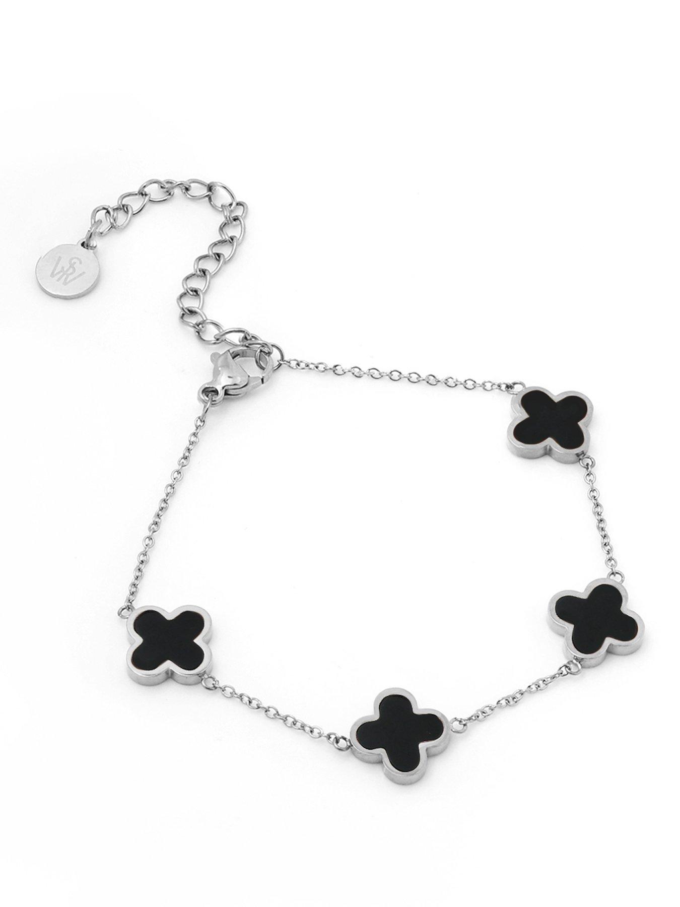 say-it-with-graphite-crystal-clover-bracelet-silver