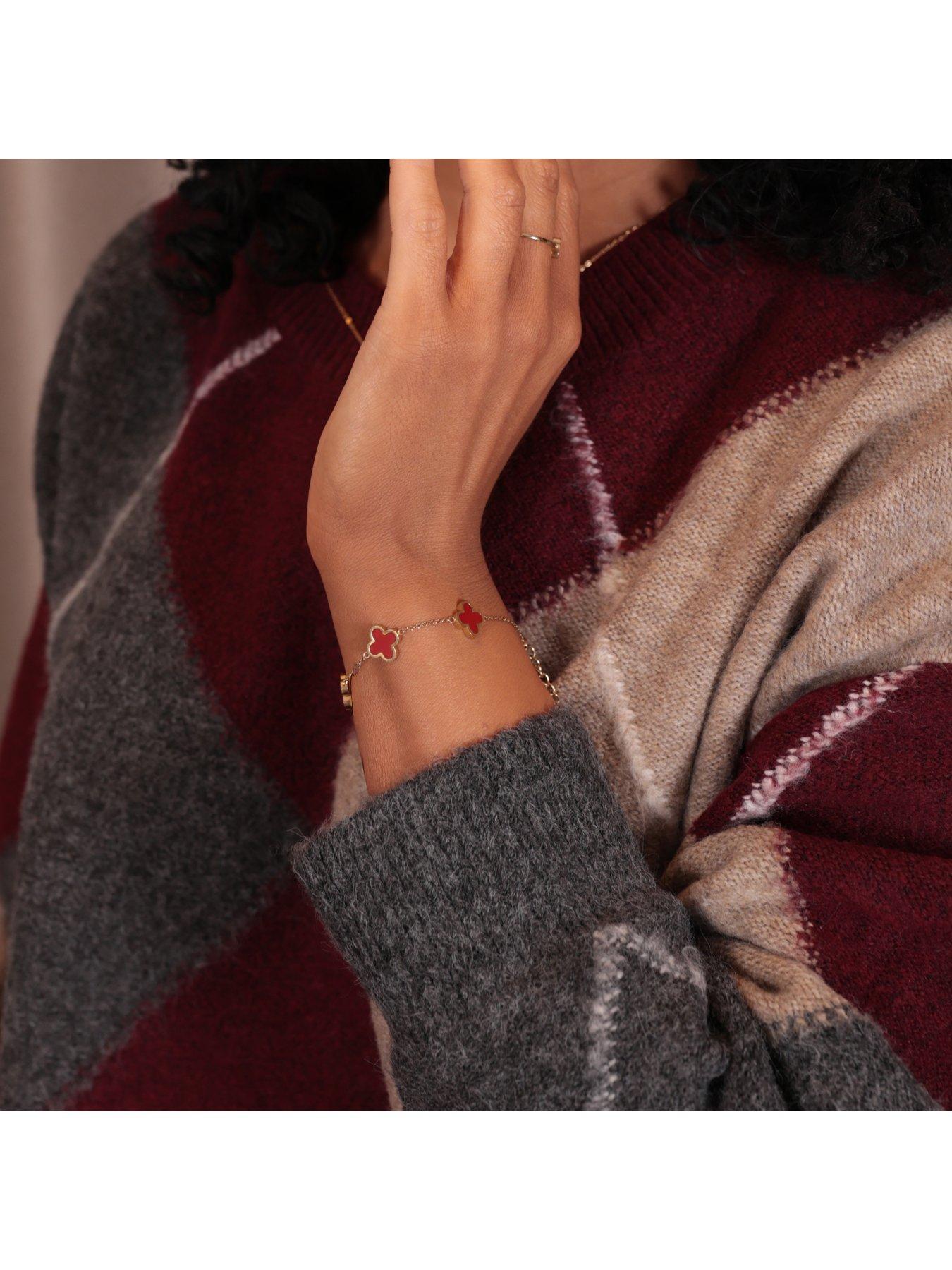  image of say-it-with-cherry-red-crystal-clover-bracelet-yellow-gold