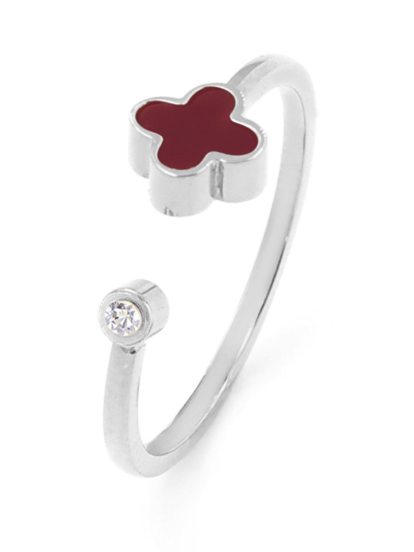 Image 1 of 2 of Say It With Plum Crystal Clover Ring - Silver