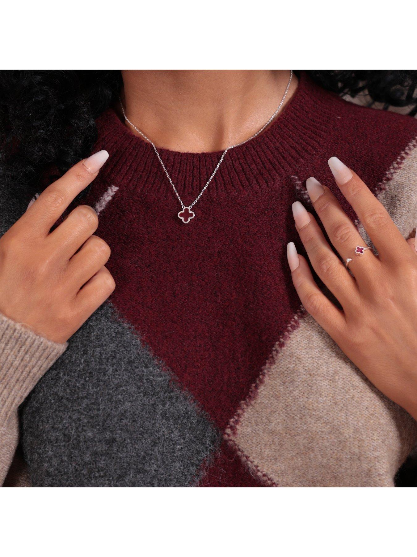 Image 2 of 2 of Say It With Plum Crystal Clover Ring - Silver