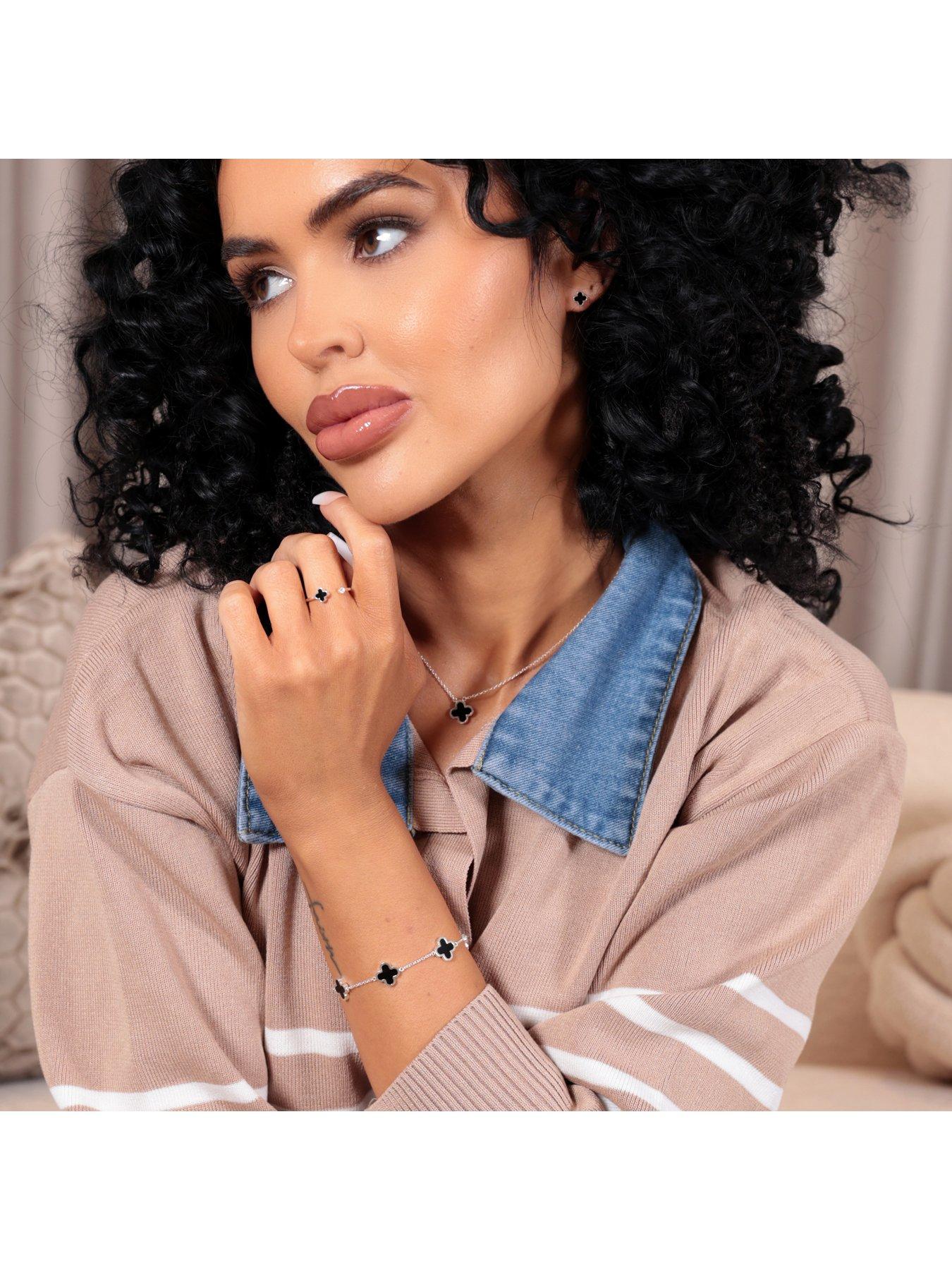 Image 2 of 2 of Say It With Graphite Crystal Clover Ring - Silver