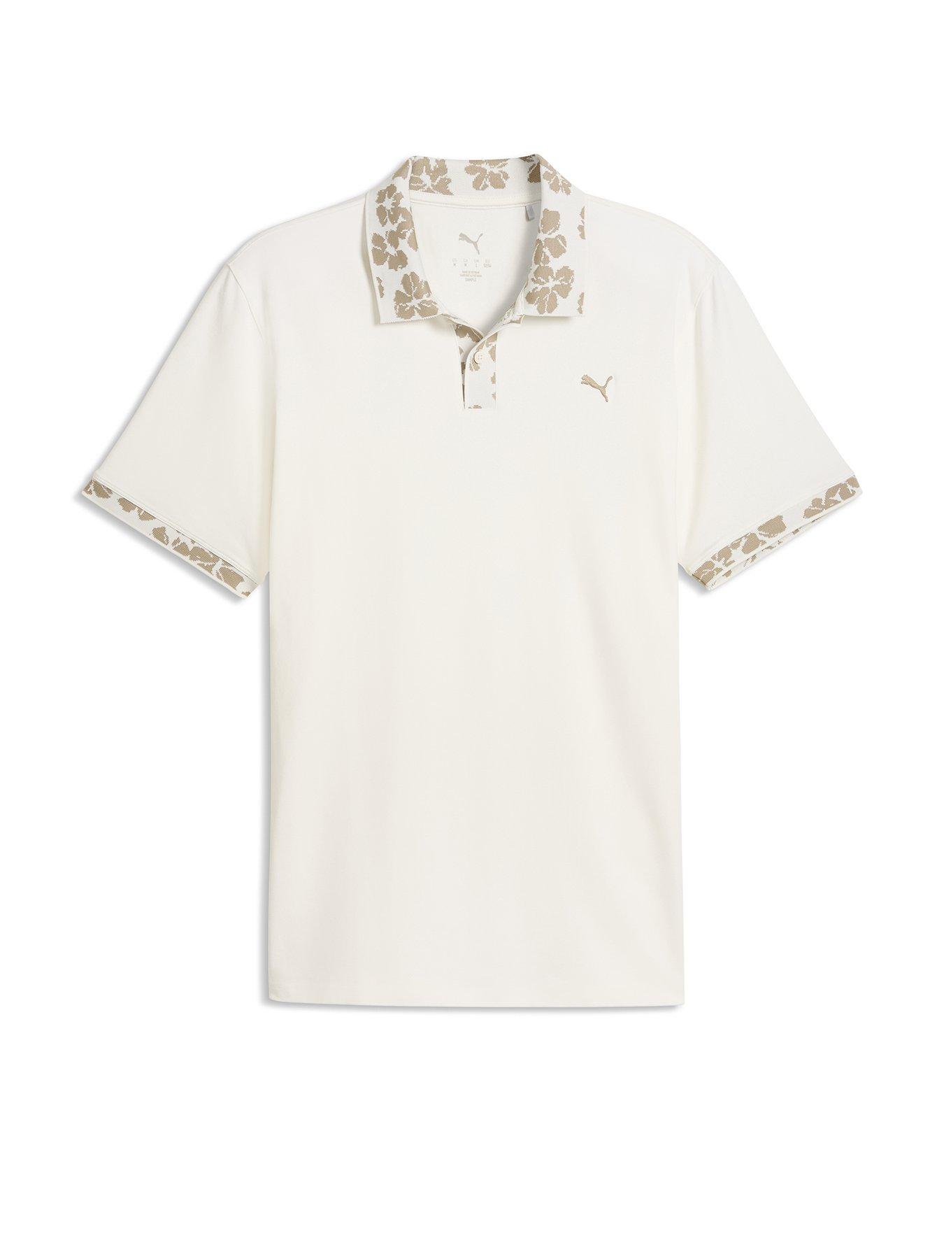 Puma Mens Golf Modalon Floral Rib Polo - White