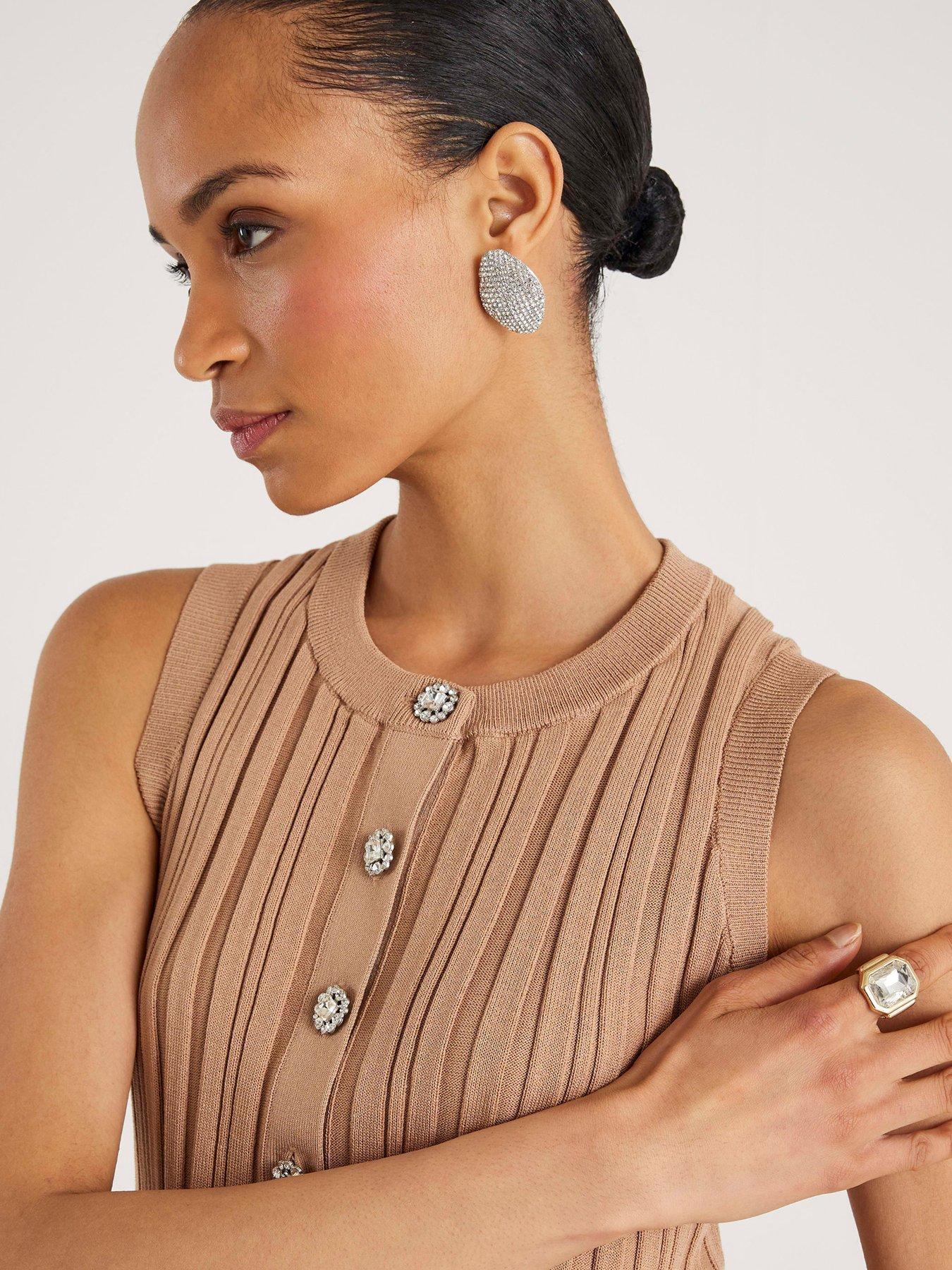 Image 4 of 4 of River Island Short Ribbed Peplum Top - Brown