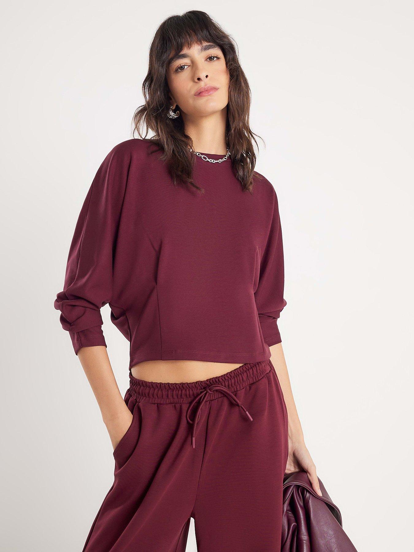 River Island Long Sleeve Neo Premium Batwing Sweat - Red